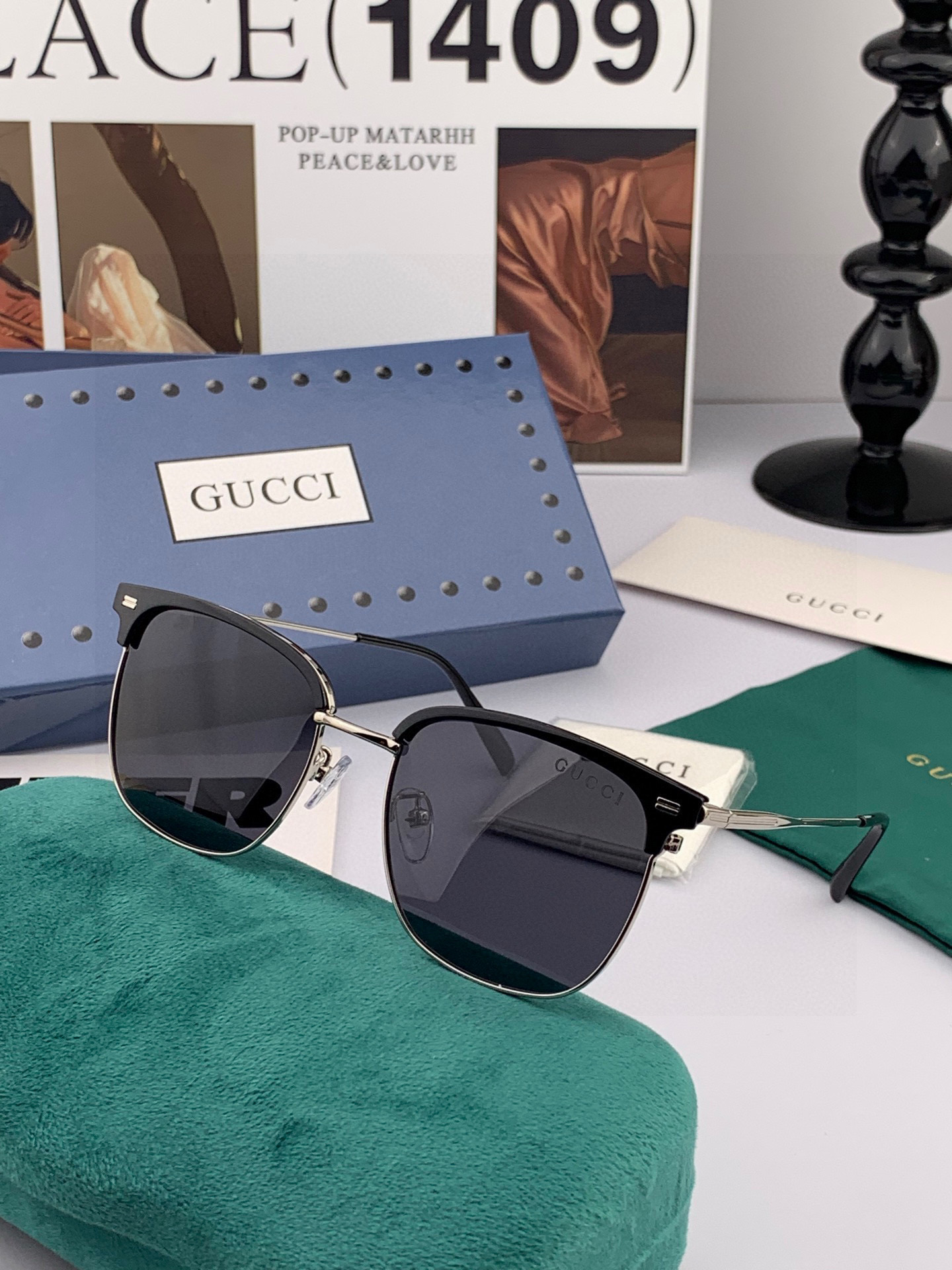   Gucci 。  高品质男女款墨镜   👍 进口宝丽来偏光镜片  。蛤蟆镜 开车钓鱼都可 。百搭显瘦