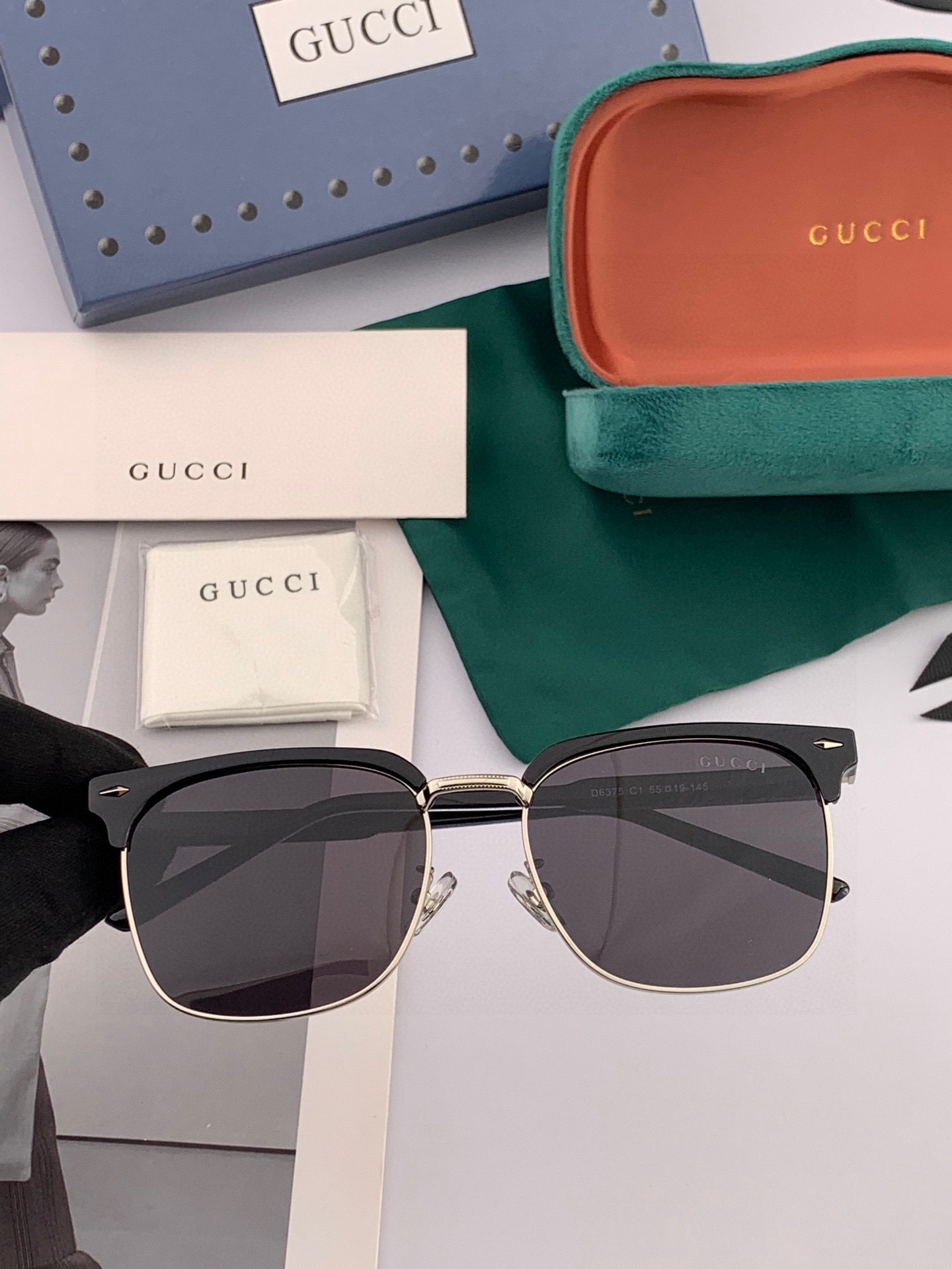  🔺 【GUCCI-偏光太阳镜】2025开春新款 潮流爆款 时尚方框偏光太阳镜 高品质 佩戴舒适 网红潮