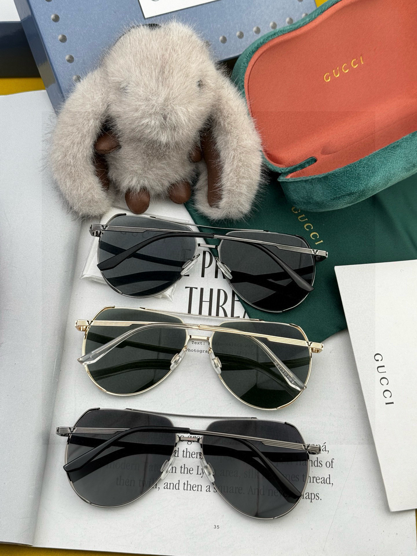         GUCCI 男款炫彩飞行员偏光太阳镜 ❤️材质：高清尼龙加厚卡槽高清偏光镜片 🌹无边框镜