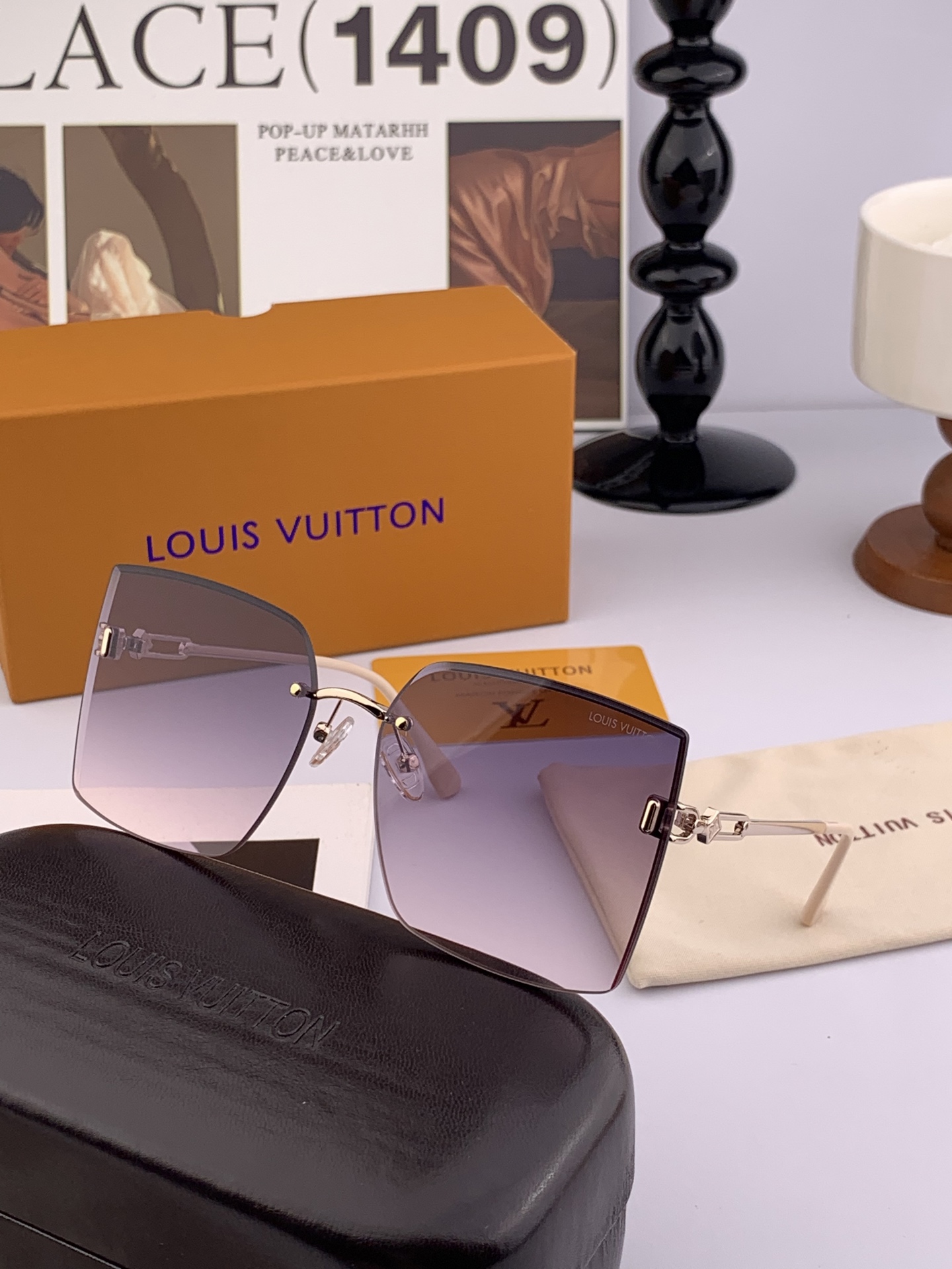 【尼龙系列】lv大框太阳镜墨镜经典的方框设计，不挑脸型，无论搭配大衣还是连衣裙都非常显气质尼龙镜片预防紫
