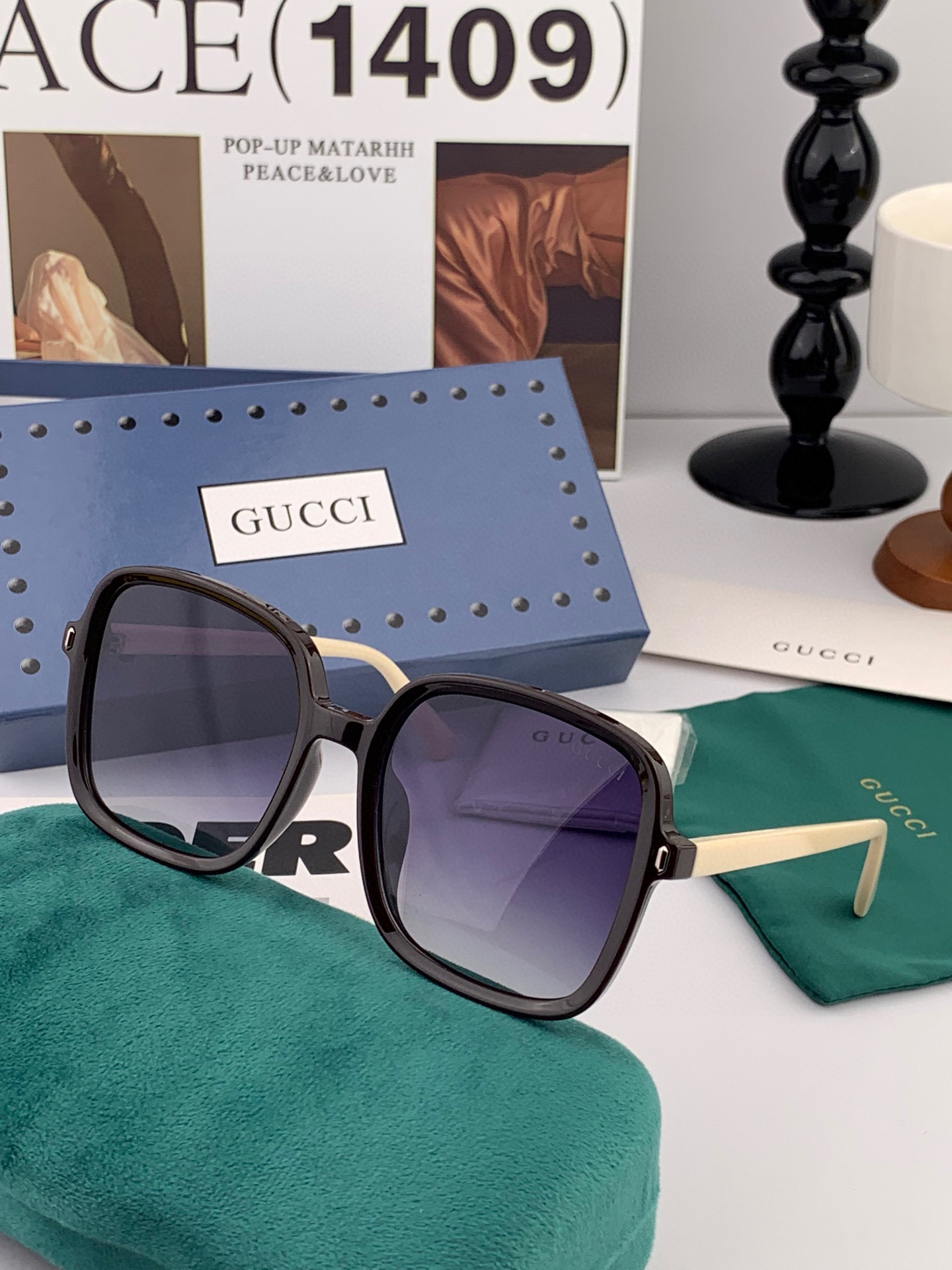  🔺GUCCI🔻古驰 GG方框太阳镜 完美品质 🎓独特设计  适合各种脸型 亮相时装周 超时尚百搭 实物
