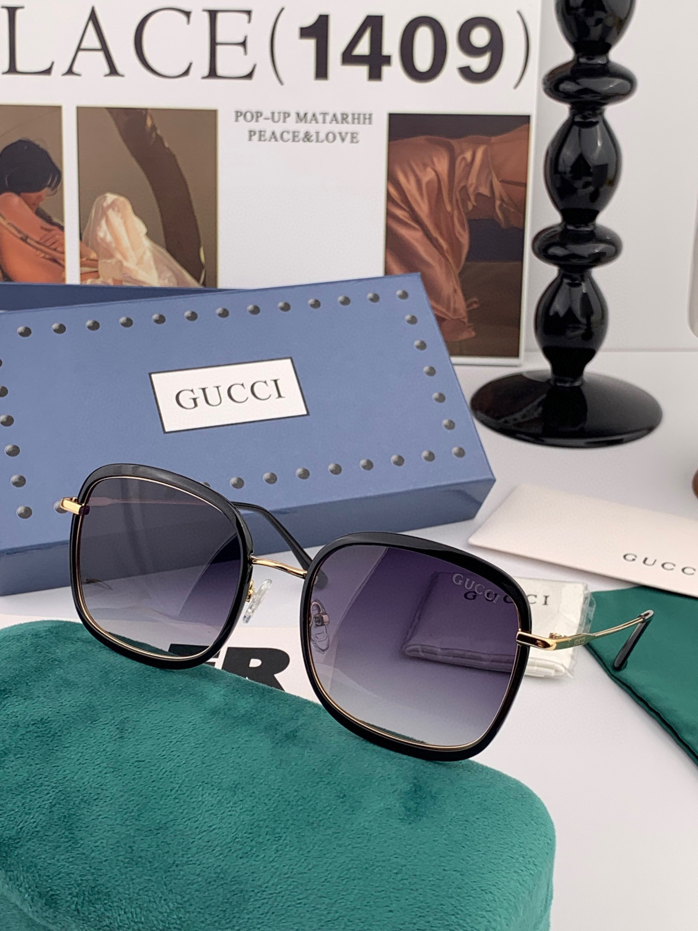  GUCCI 2025开春新款 最新款方框太阳镜 各路网红纷纷带起气场满分‼️ 俏皮甜美.上脸效果更佳.