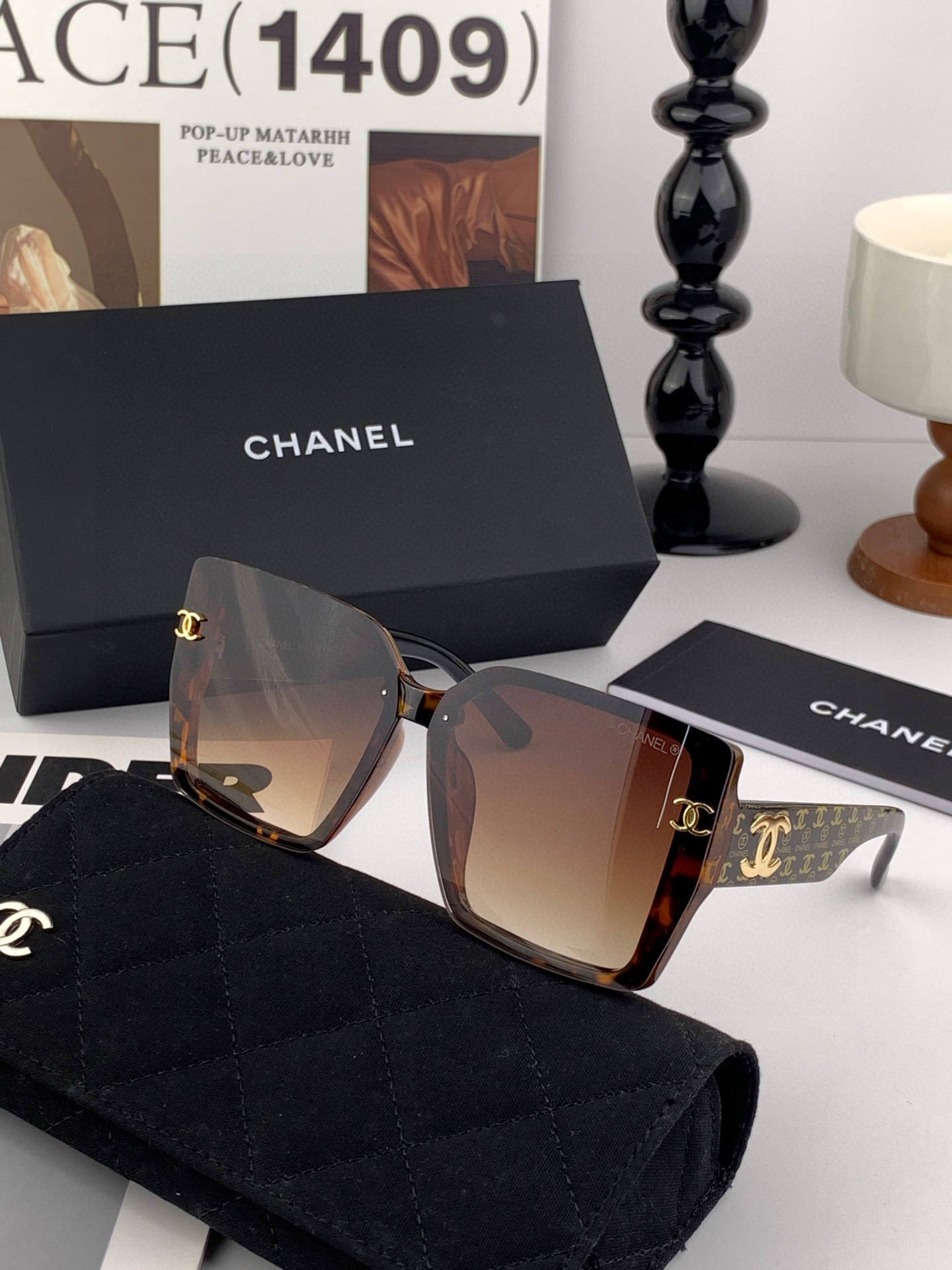 🔺CHANEL🔻2025官方早春新款，众多明星同款色香奈儿‼️‼️新款大框墨镜 ，🌈🌈宝丽来超清太阳镜🔝