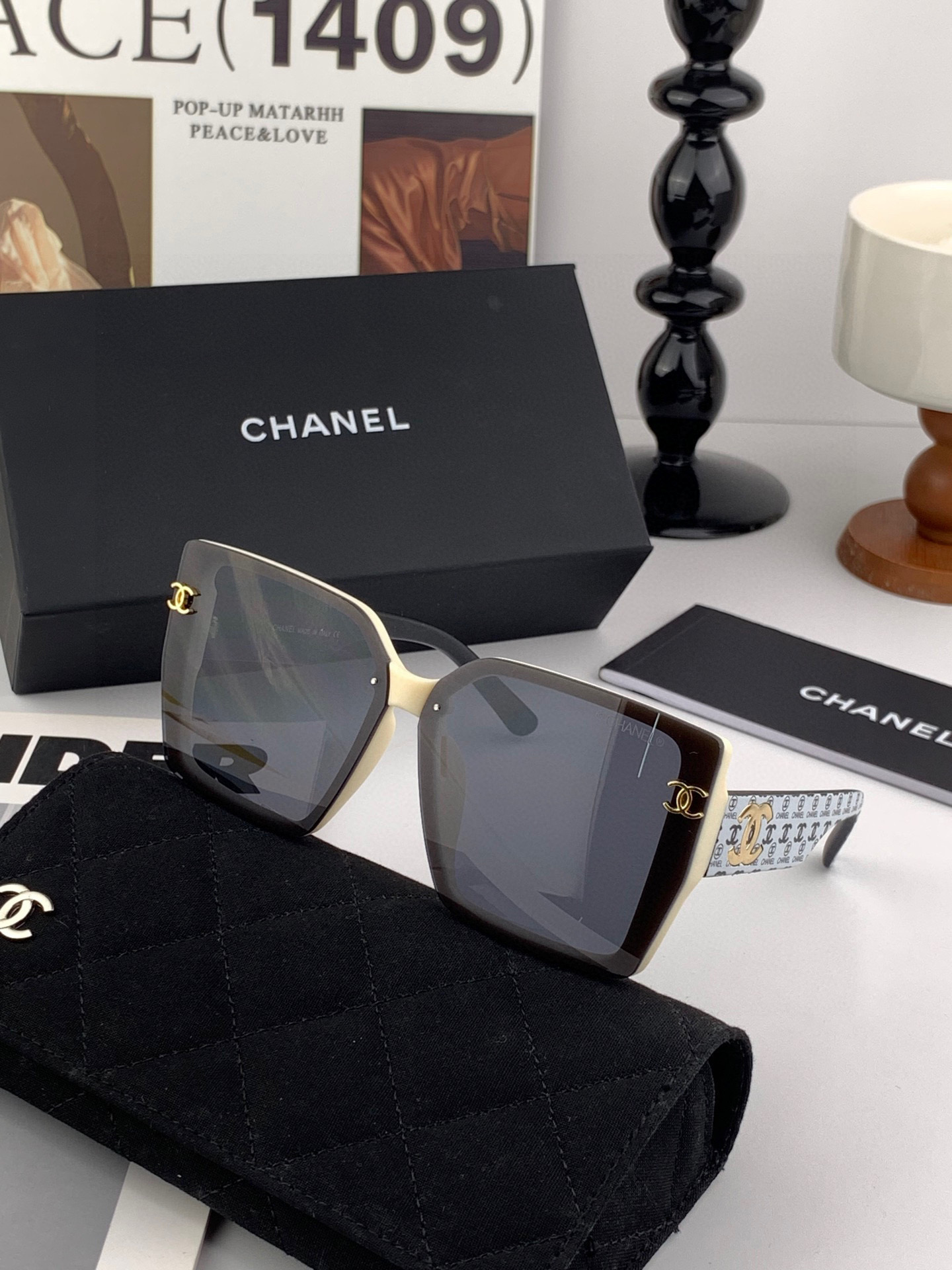 🔺CHANEL🔻2025官方早春新款，众多明星同款色香奈儿‼️‼️新款大框墨镜 ，🌈🌈宝丽来超清太阳镜🔝