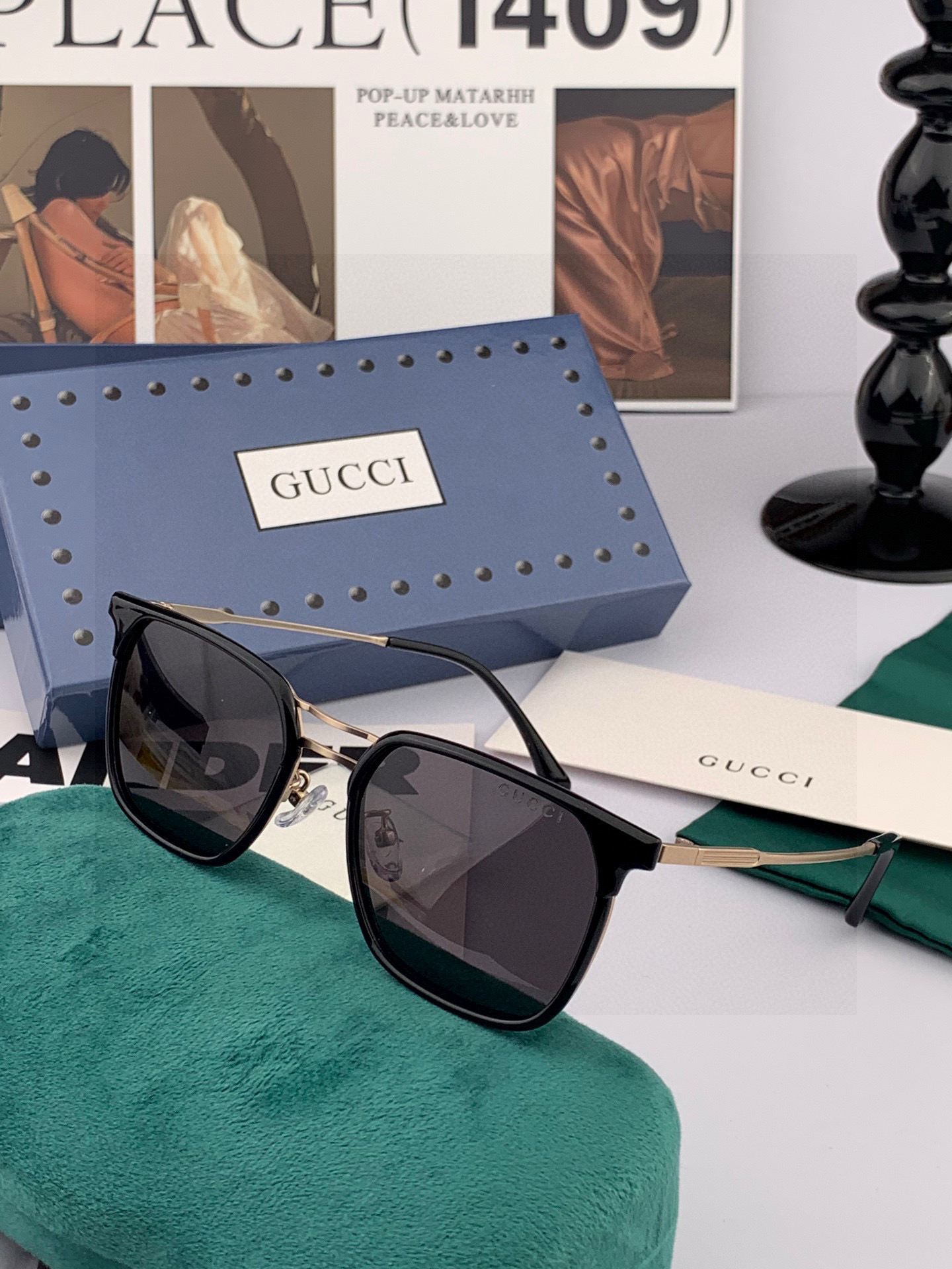 ♦️ GUCCI 2025新款男女情侣款太阳镜 超轻超有弹性整幅眼镜 重要的是压不坏 高清镜片、精湛的工