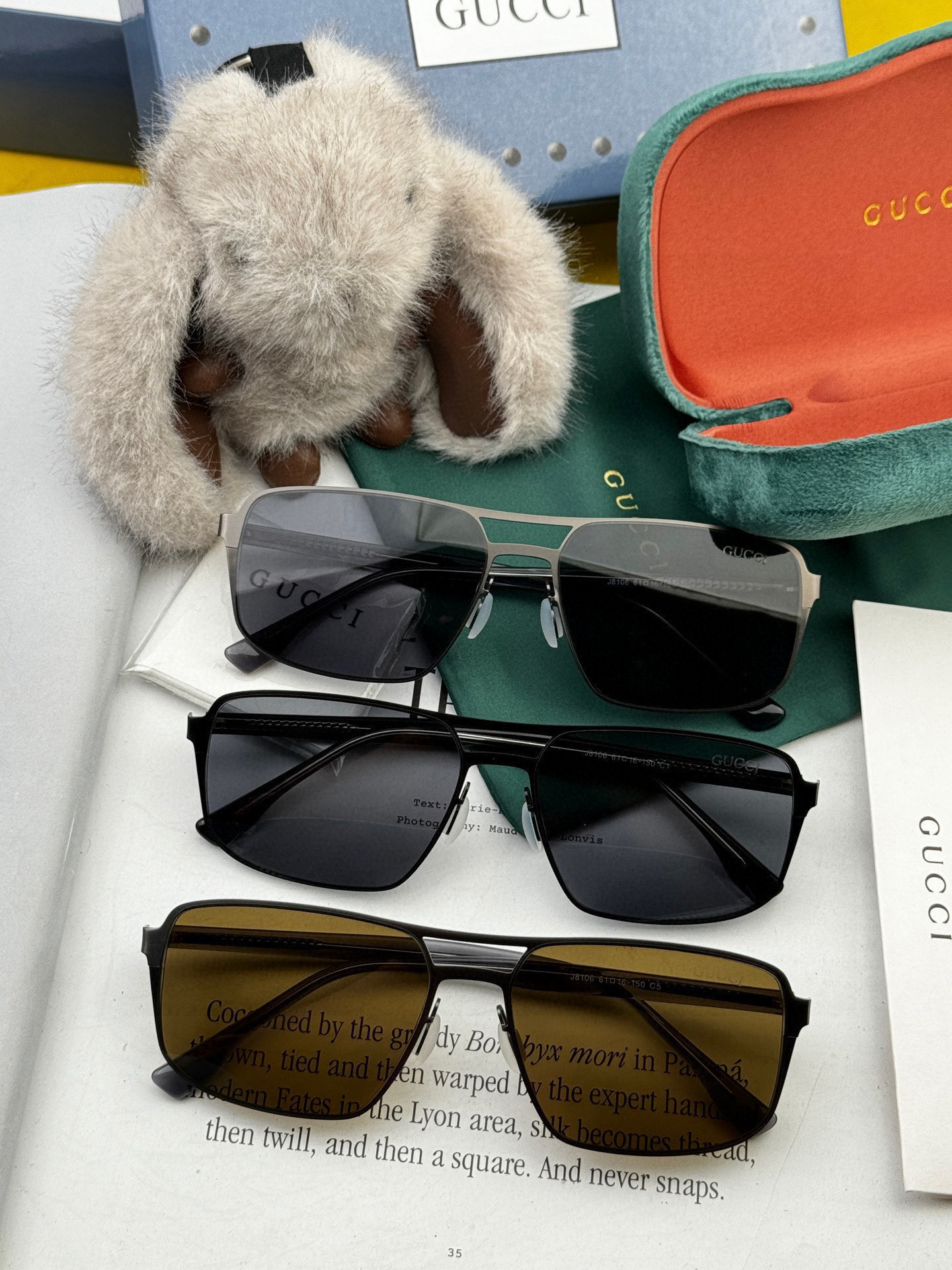        GUCCI 男款炫彩飞行员偏光太阳镜 ❤️材质：高清尼龙加厚卡槽高清偏光镜片 🌹无边框镜架