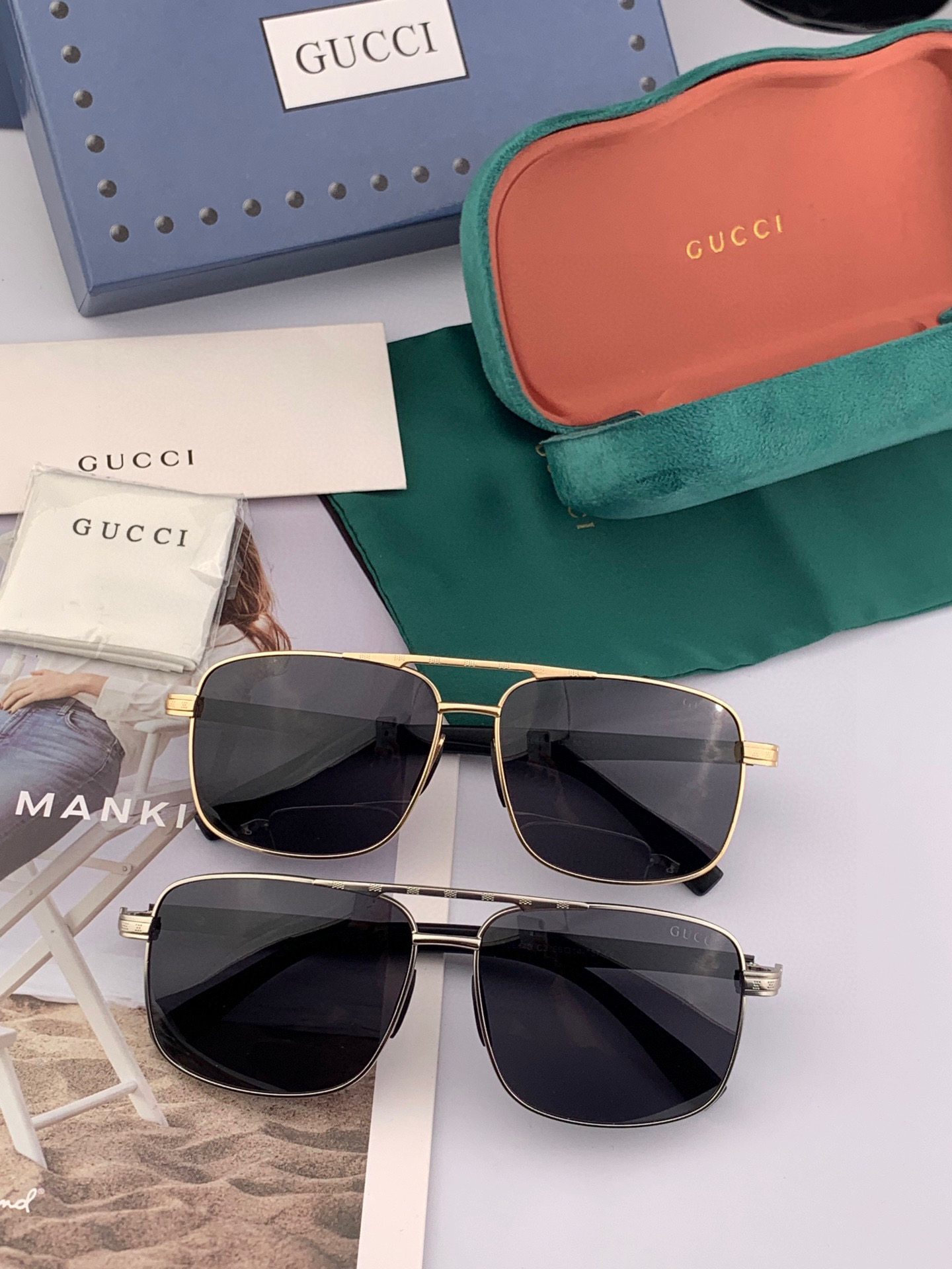   GUCCI。  高品质男女款墨镜   👍 进口宝丽来偏光镜片  。 开车钓鱼都可 。百搭显瘦墨镜韩版