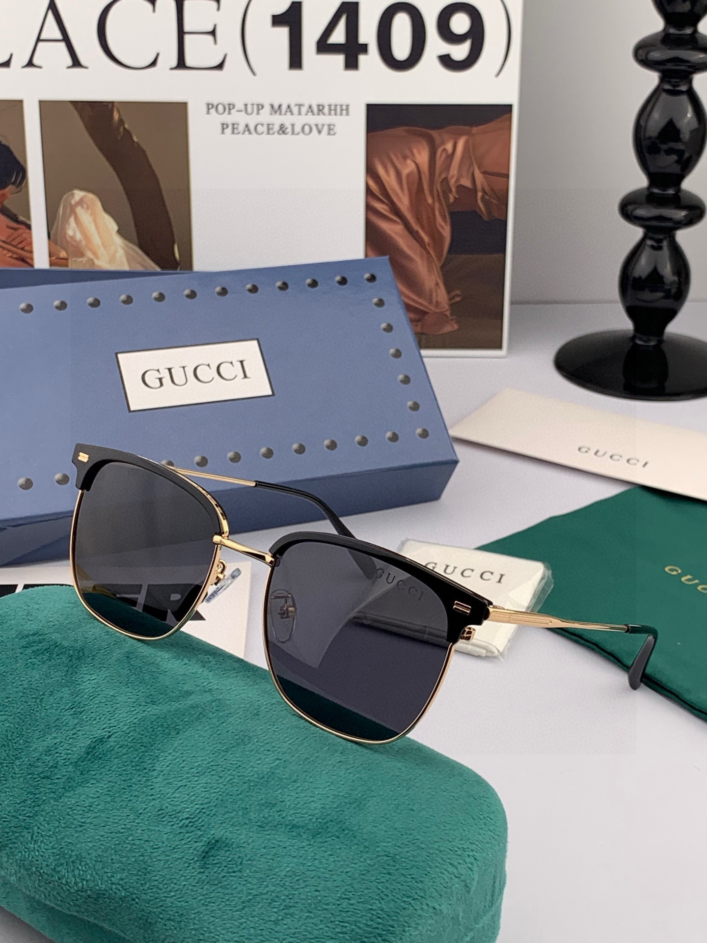   Gucci 。  高品质男女款墨镜   👍 进口宝丽来偏光镜片  。蛤蟆镜 开车钓鱼都可 。百搭显瘦