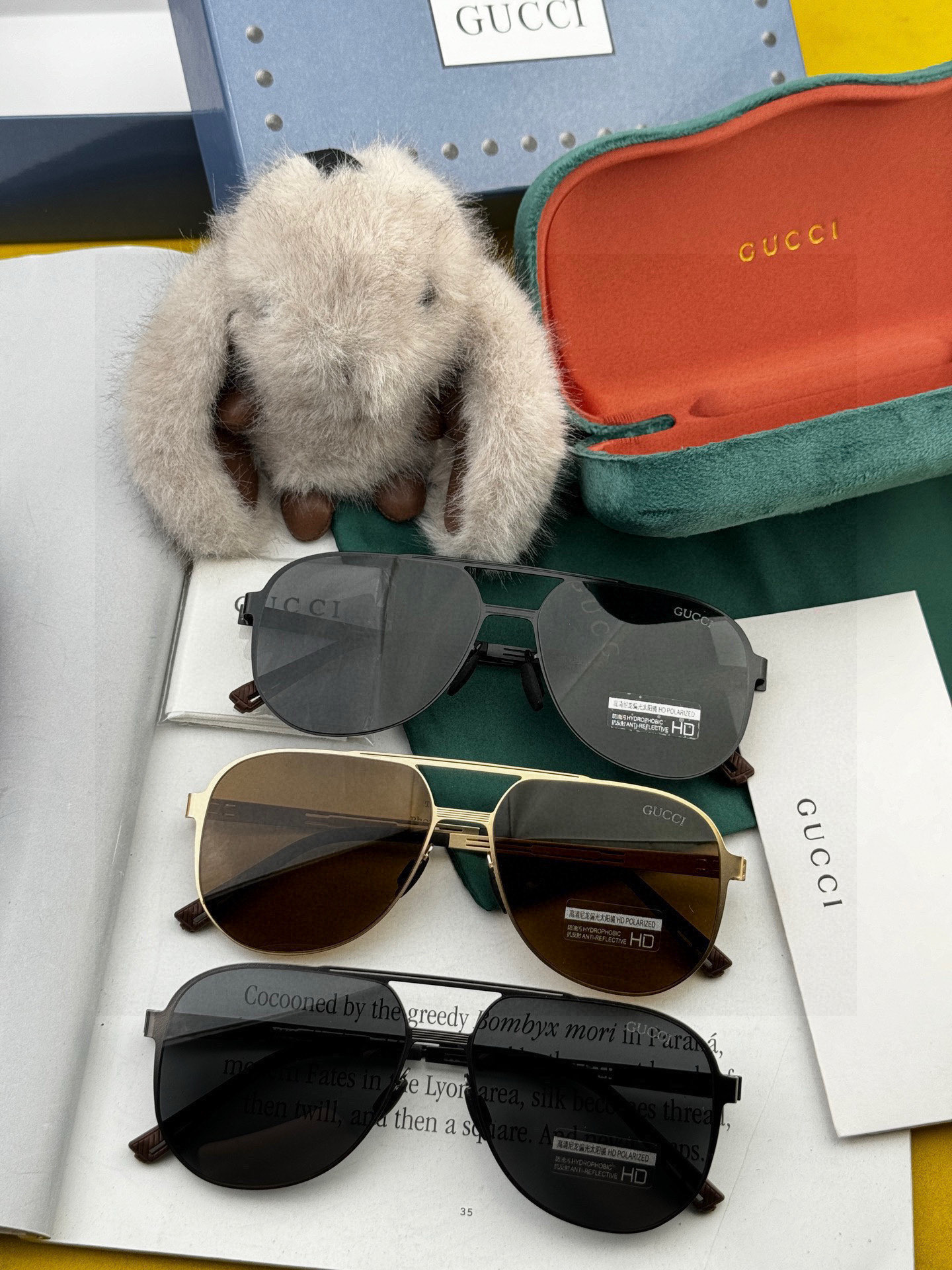       GUCC* 2025 新款男女情侣款太阳iP电镀永不褪色 卖点：超轻超有弹性整幅眼镜无螺丝重