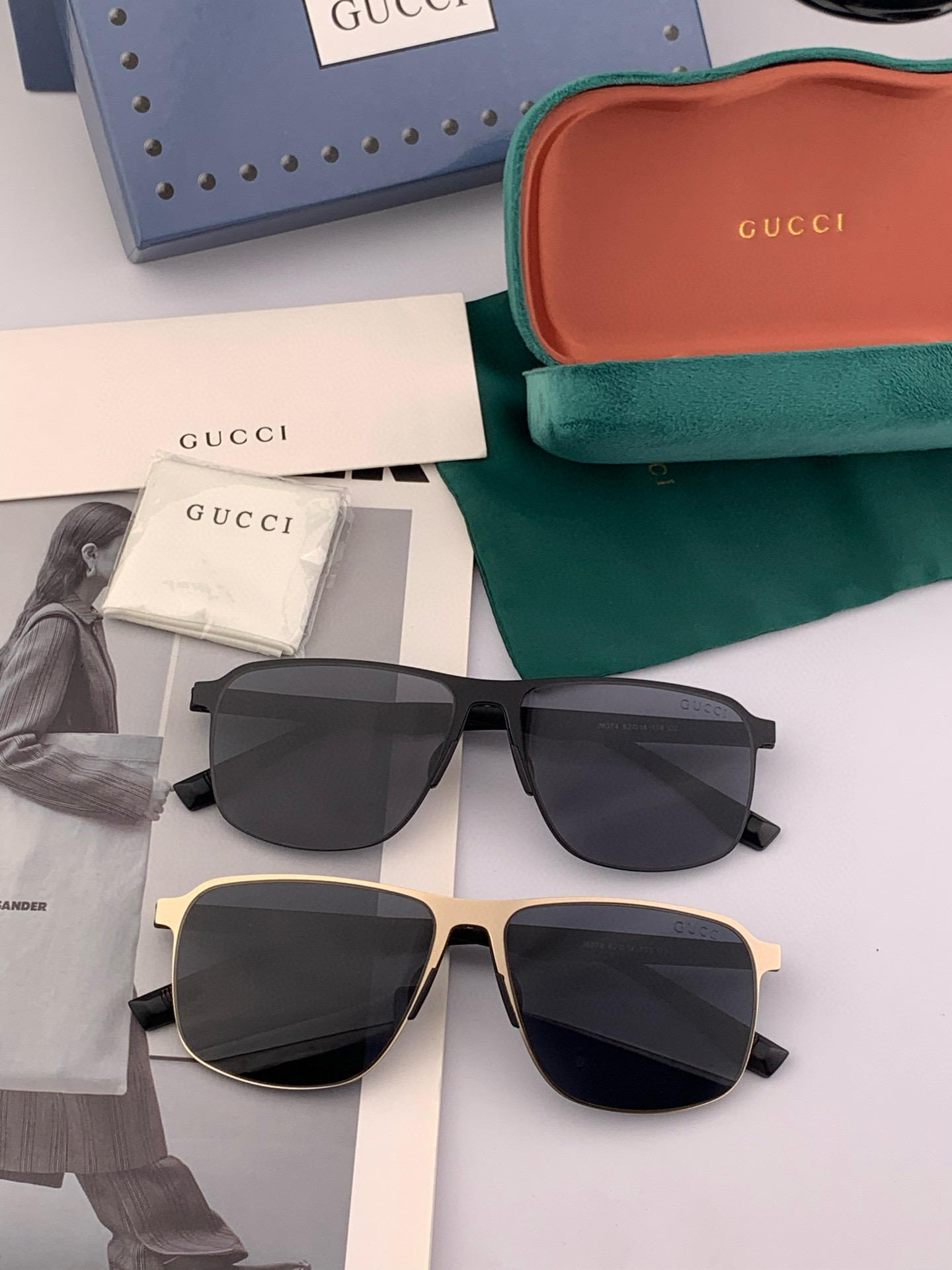         GUCCI 男款炫彩飞行员偏光太阳镜 ❤️材质：高清尼龙加厚卡槽高清偏光镜片 🌹无边框镜