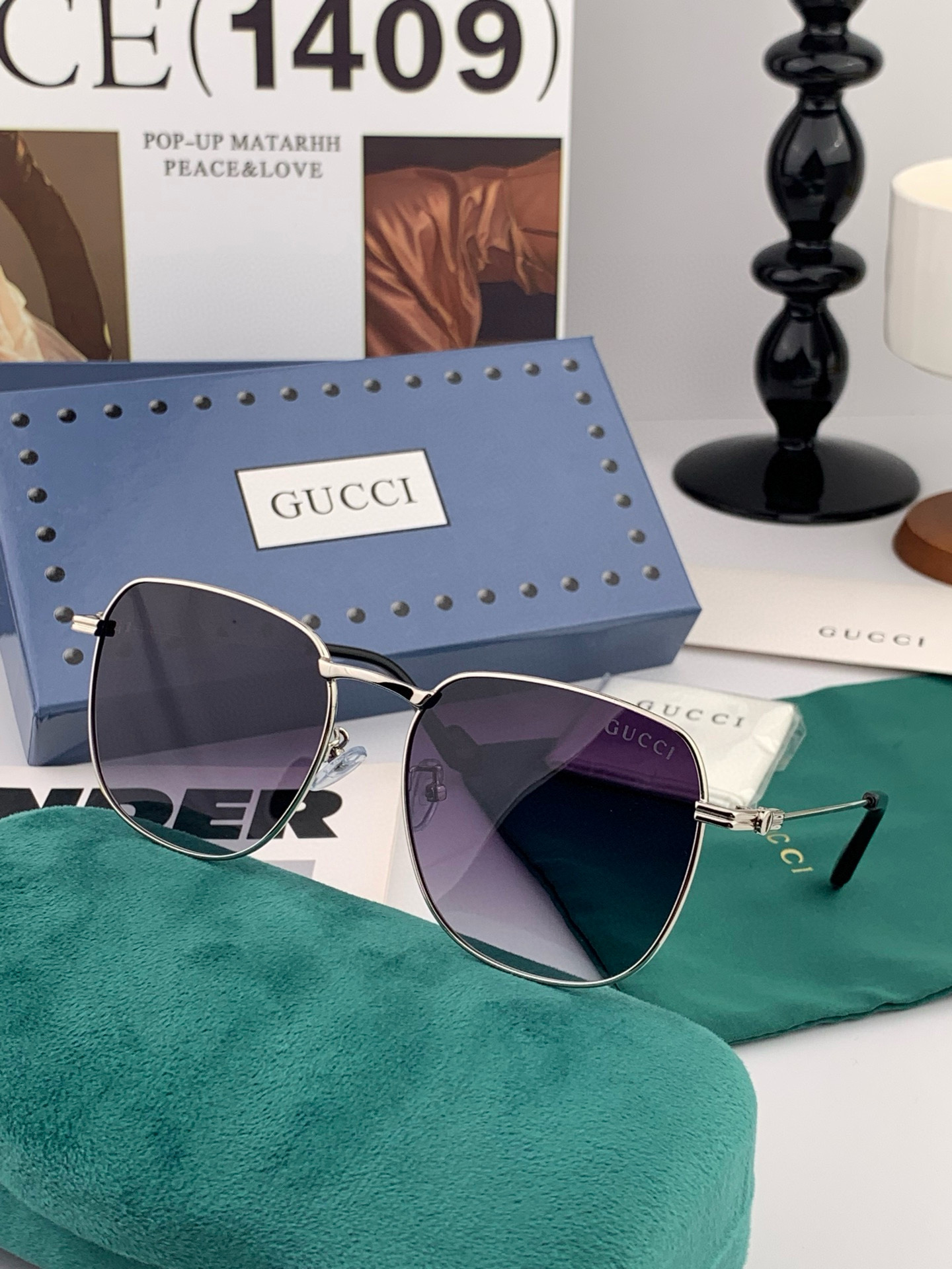    🔺 Gucci 🔻2025官方新款 众多明星同款色‼️‼️新款大框偏光墨镜 🌈🌈宝丽来超清加厚太阳
