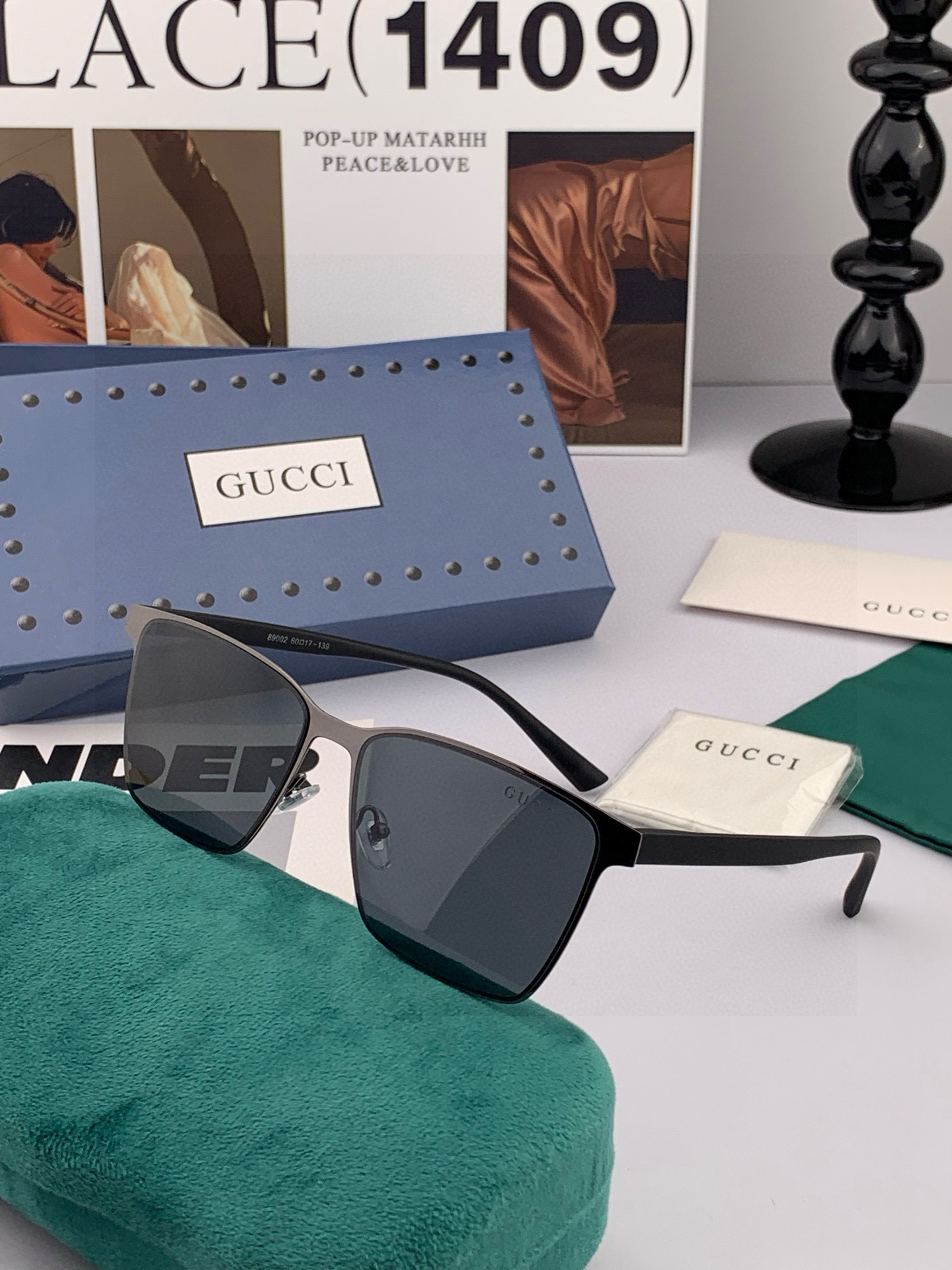        GUCCI 男款炫彩飞行员偏光太阳镜 ❤️材质：高清尼龙加厚卡槽高清偏光镜片 🌹无边框镜架