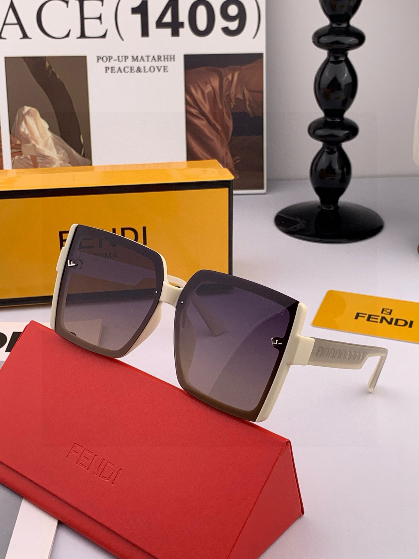 🔺 【芬迪】2025开春新款 潮流爆款 时尚方框偏光太阳镜 高品质 佩戴舒适 网红潮款墨镜 女士高清偏光