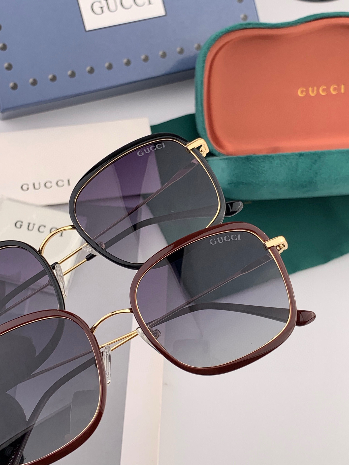  GUCCI 2025开春新款 最新款方框太阳镜 各路网红纷纷带起气场满分‼️ 俏皮甜美.上脸效果更佳.