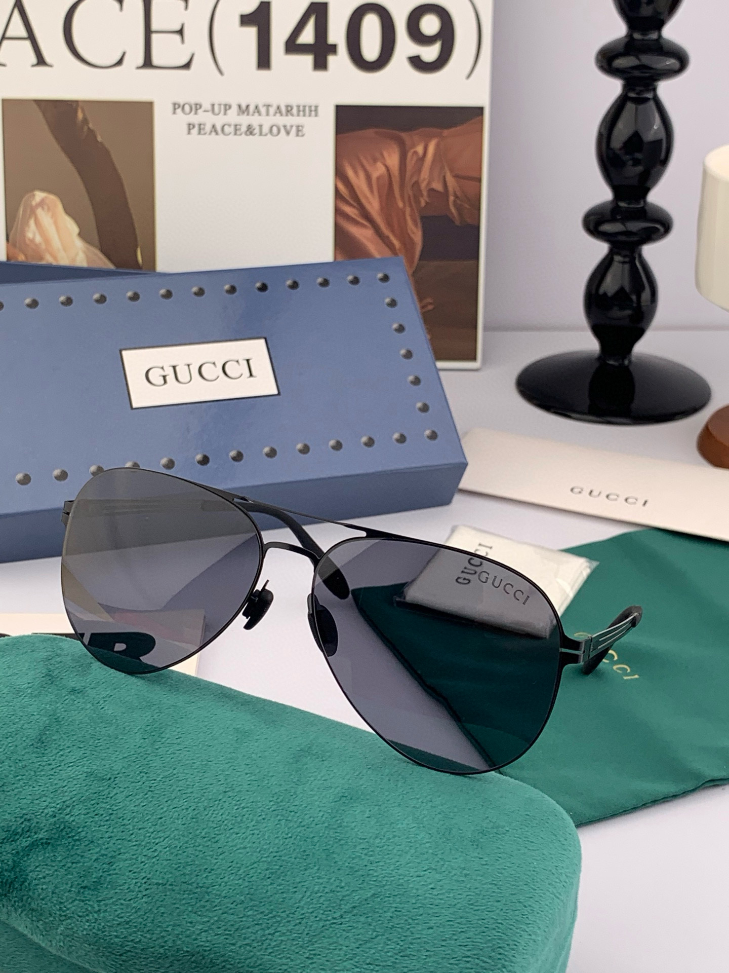 ♦️ GUCCI 2025新款男女情侣款太阳镜iP电镀永不褪色 超轻超有弹性整幅眼镜无螺丝重要的是压不坏