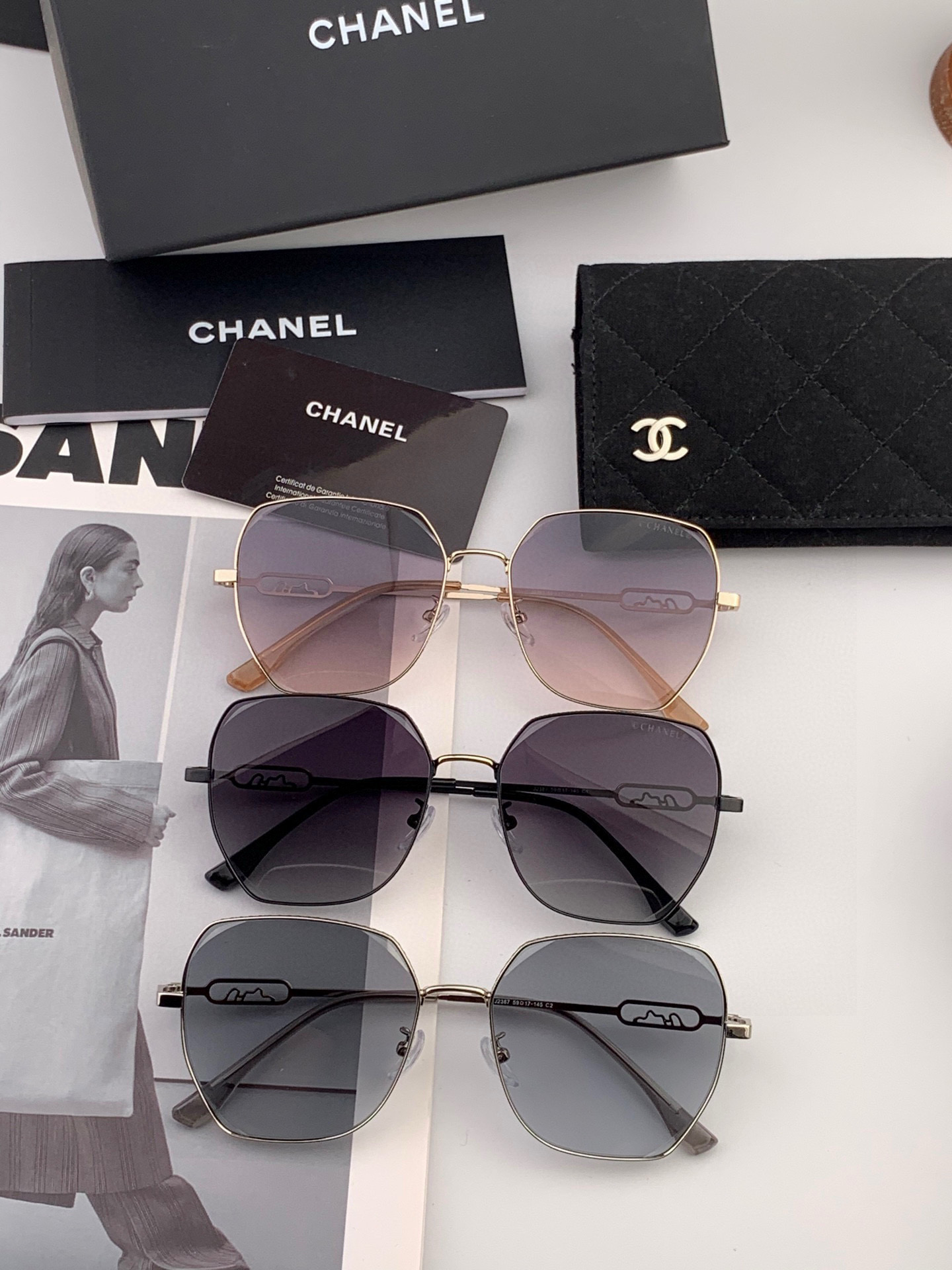 【CHANEL】香奈儿 新款尼龙偏光太眼镜，无框钻石 切边更有质感，大气女人范儿，大脸小脸都好看 ！型号