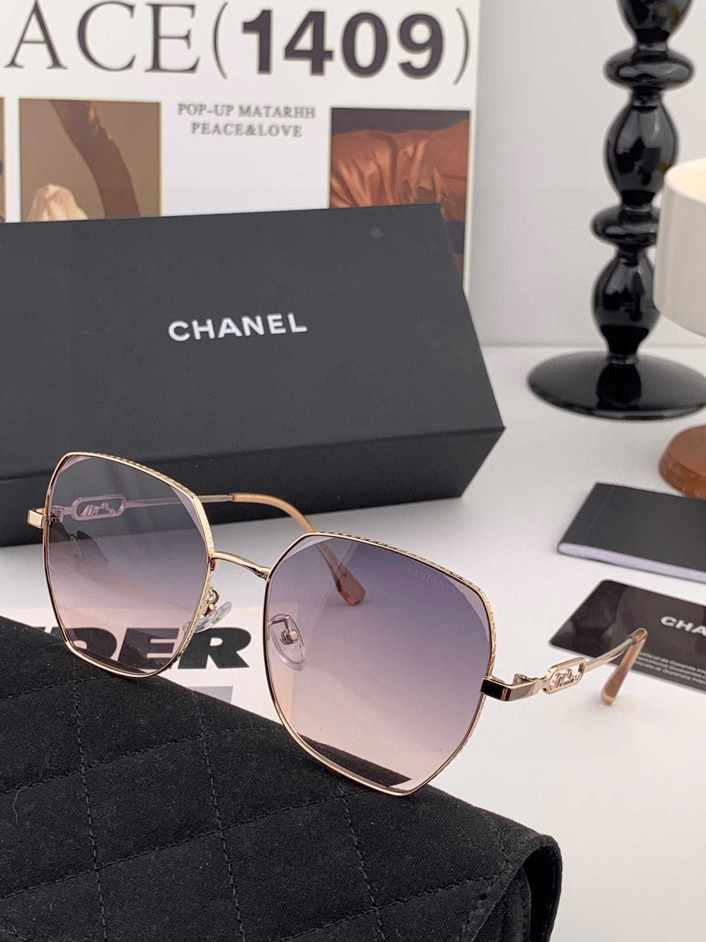 【CHANEL】香奈儿 新款尼龙偏光太眼镜，无框钻石 切边更有质感，大气女人范儿，大脸小脸都好看 ！型号