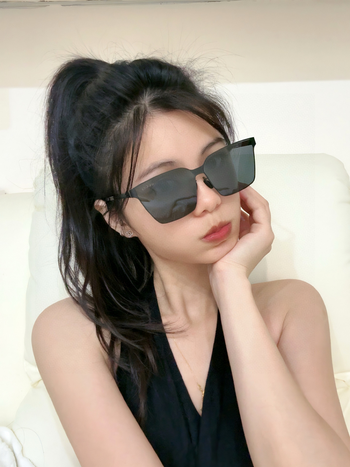 GUCCI 男款炫彩飞行员偏光太阳镜 ❤️材质：高清尼龙加厚卡槽高清偏光镜片 🌹无边框镜架💕颜👍型号：G