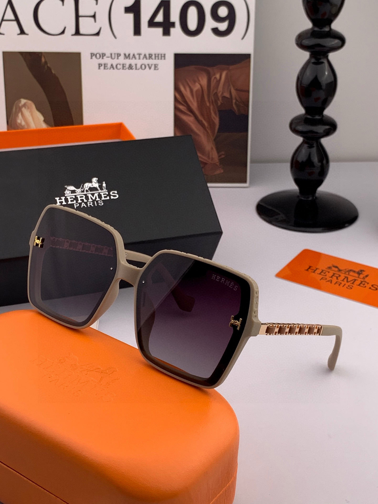 【TR偏光系列】爱马仕 经典的方框设计，不挑脸型，无论搭配大衣还是连衣裙都非常显气质偏光镜片预防紫外线 