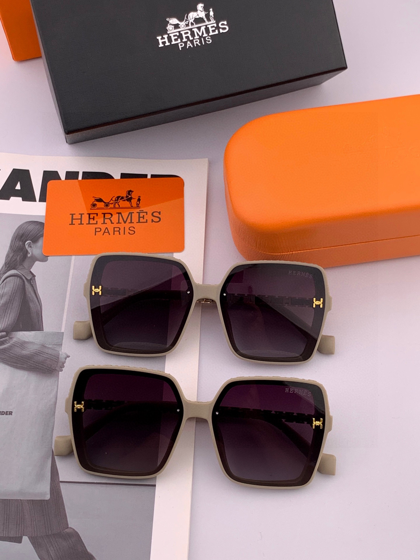 【TR偏光系列】爱马仕 经典的方框设计，不挑脸型，无论搭配大衣还是连衣裙都非常显气质偏光镜片预防紫外线 