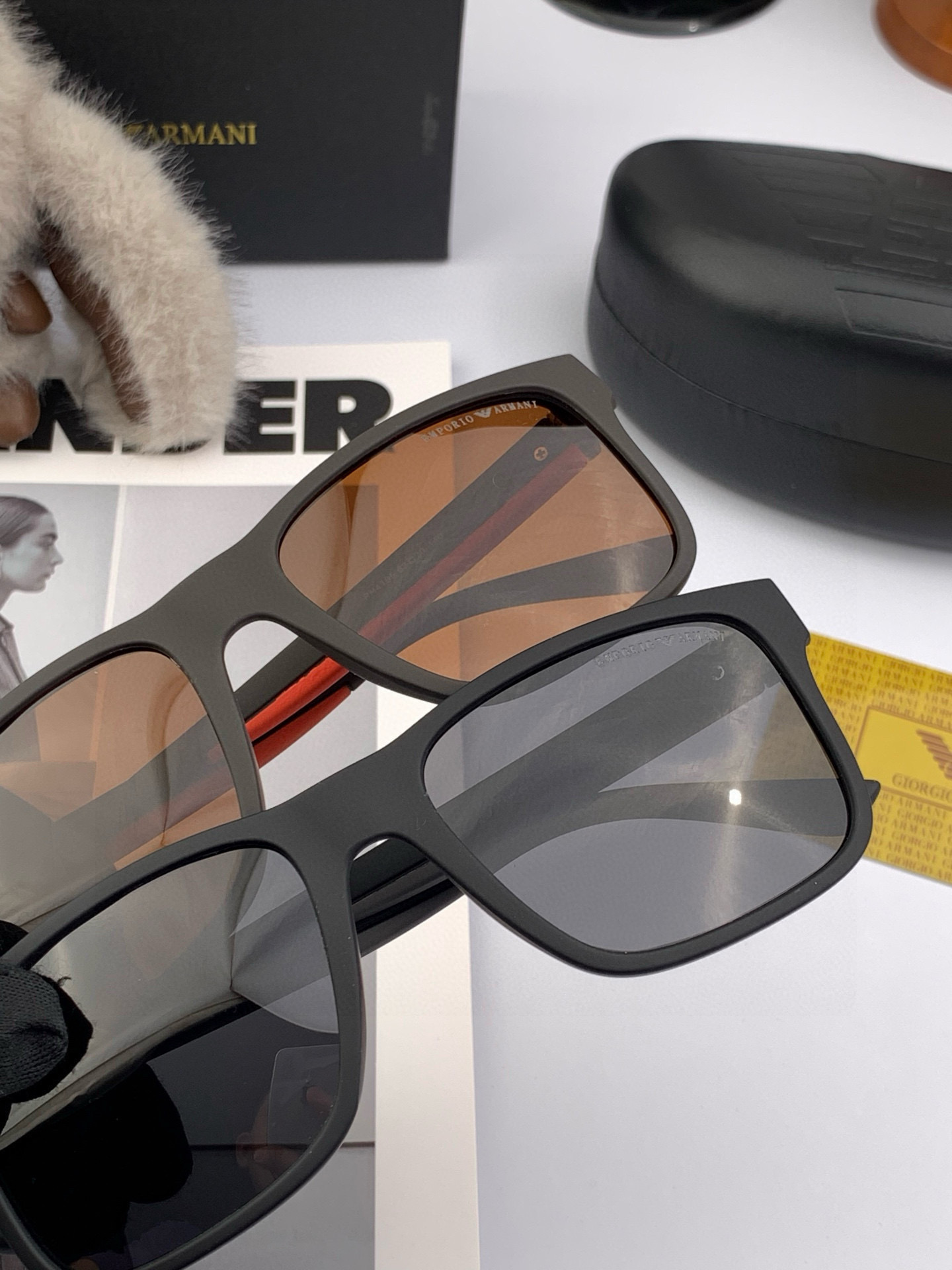 阿玛尼 大框太阳镜墨镜经典的方框设计，不挑脸型，无论搭配大衣还是连衣裙都非常显气质偏光镜片预防紫外线 型