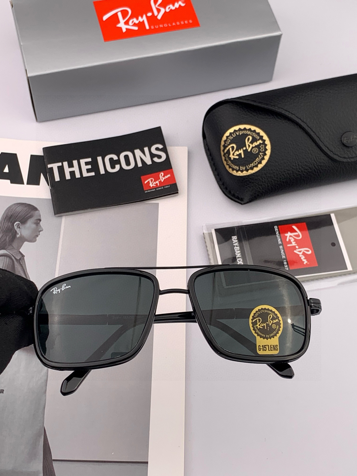 官方同步 品牌:雷朋经典男女士玻璃太阳镜 材质：美国宝丽来高清防爆钢化玻璃镜片 型号：RB2240