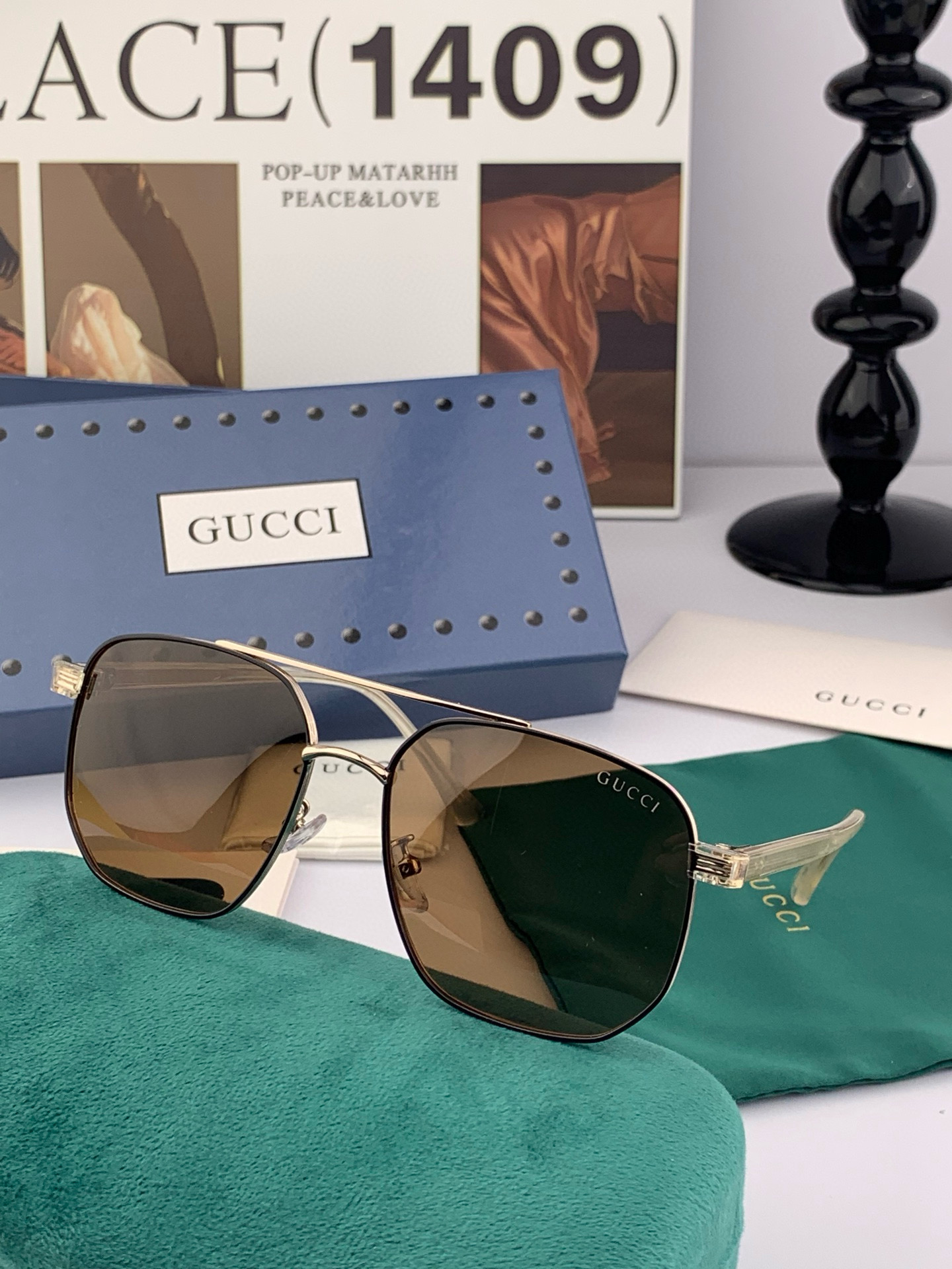 GUCCI 官网同步。 高品质男女款墨镜 👍 进口宝丽来偏光镜片 。蛤蟆镜 开车钓鱼都可 。型号：G33