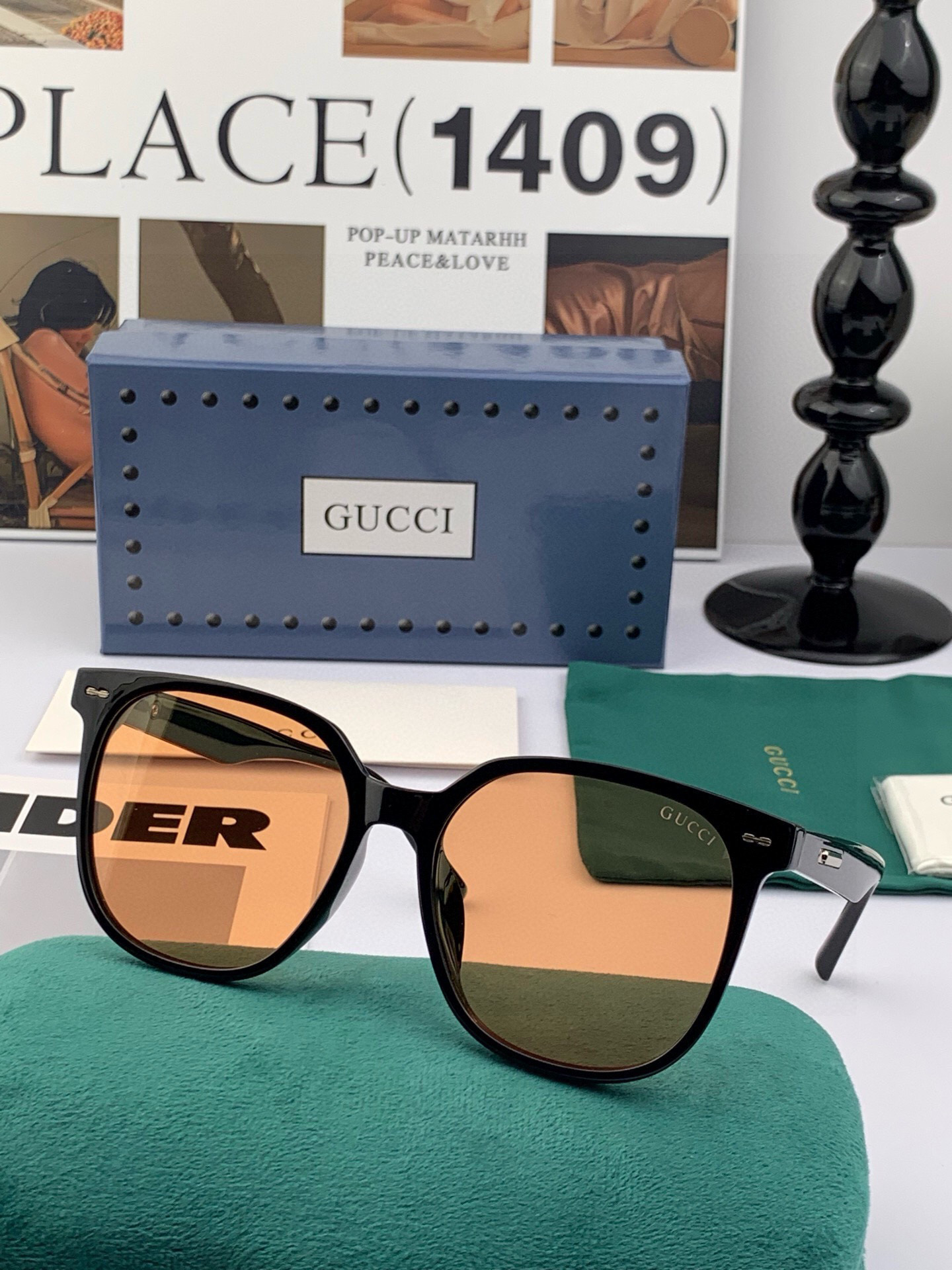 【TR偏光系列】Gucci 经典的圆框设计，情侣款不挑脸型，无论搭配大衣还是连衣裙都非常显气质偏光镜片预