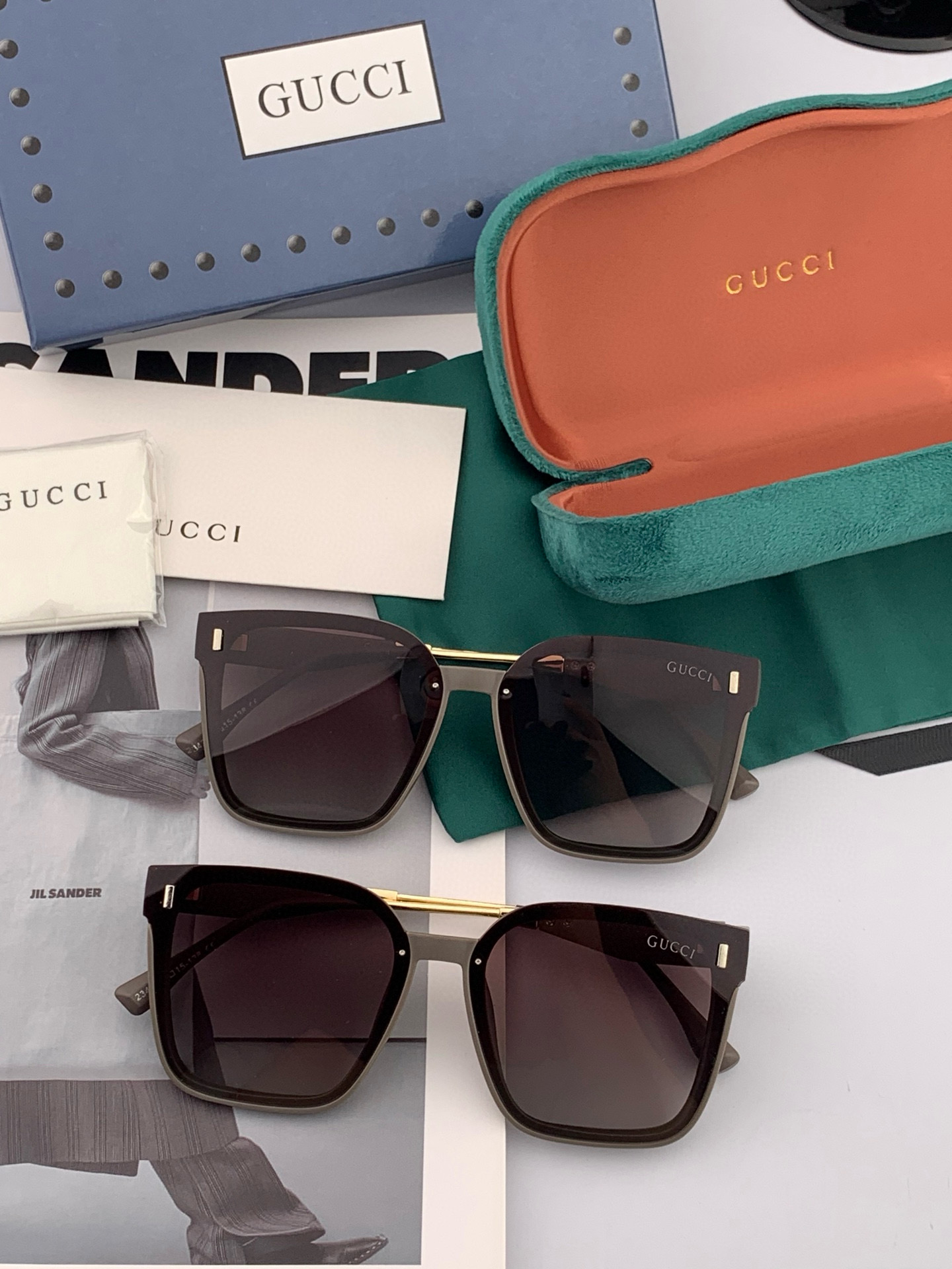 GUCCI 2025开春新款 最新款方框太阳镜 各路网红纷纷带起气场满分‼️ 俏皮甜美.上脸效果更佳.金