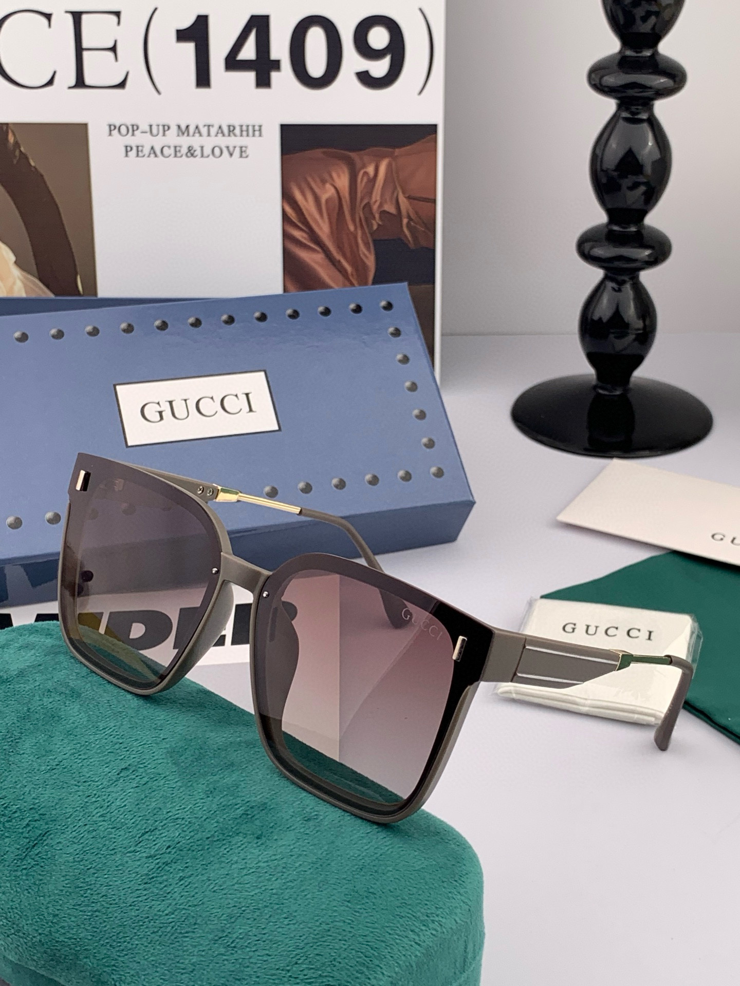 GUCCI 2025开春新款 最新款方框太阳镜 各路网红纷纷带起气场满分‼️ 俏皮甜美.上脸效果更佳.金