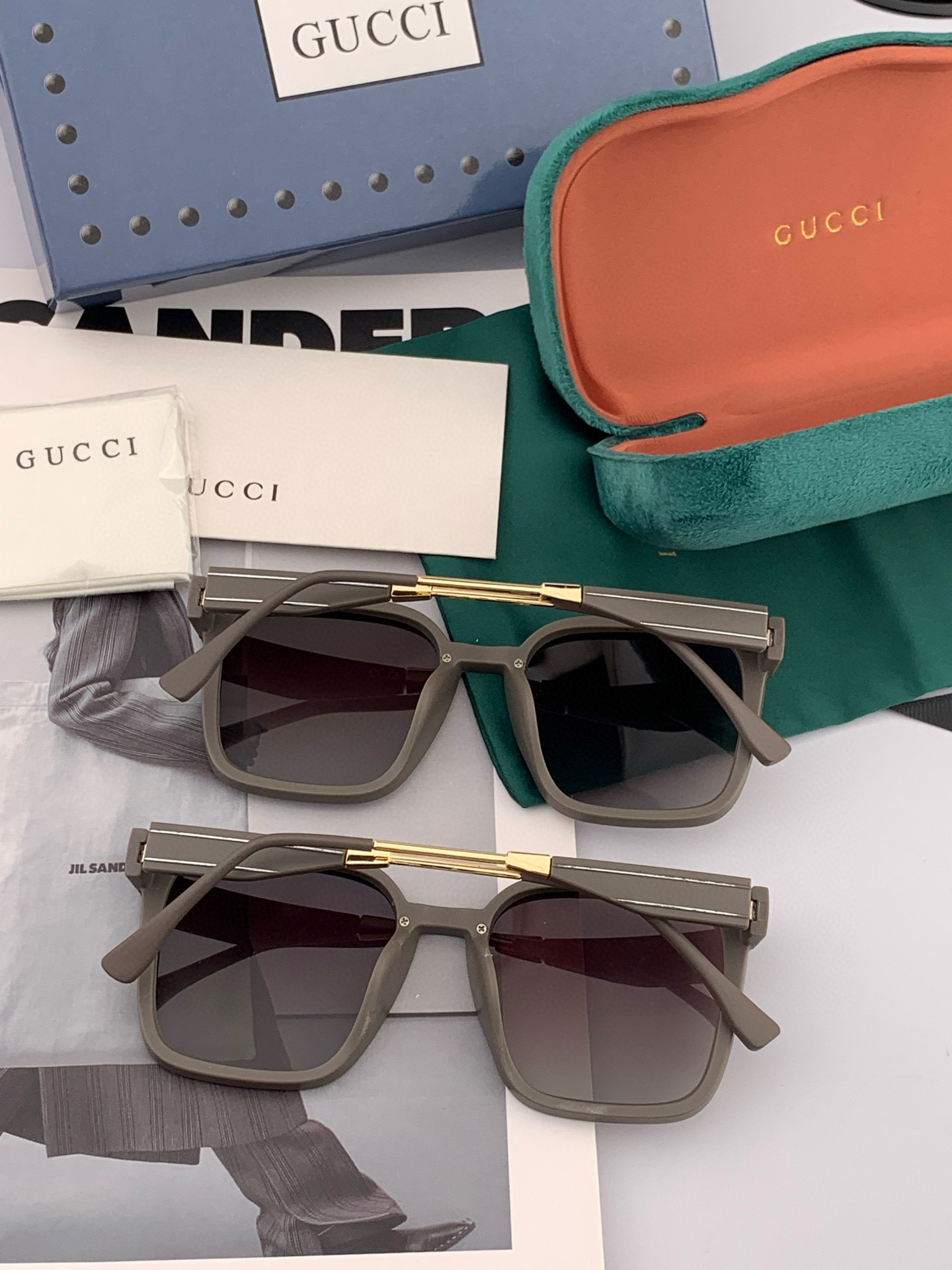 GUCCI 2025开春新款 最新款方框太阳镜 各路网红纷纷带起气场满分‼️ 俏皮甜美.上脸效果更佳.金