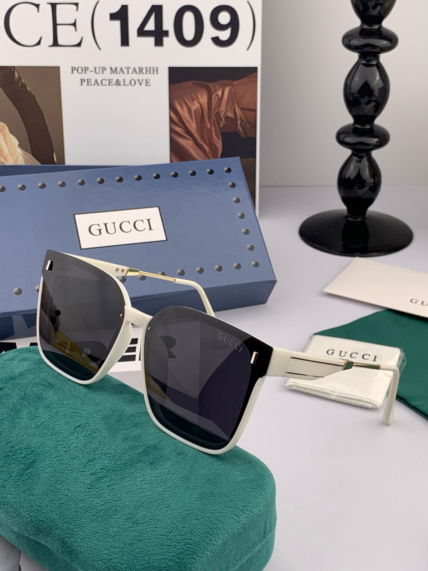 GUCCI 2025开春新款 最新款方框太阳镜 各路网红纷纷带起气场满分‼️ 俏皮甜美.上脸效果更佳.金