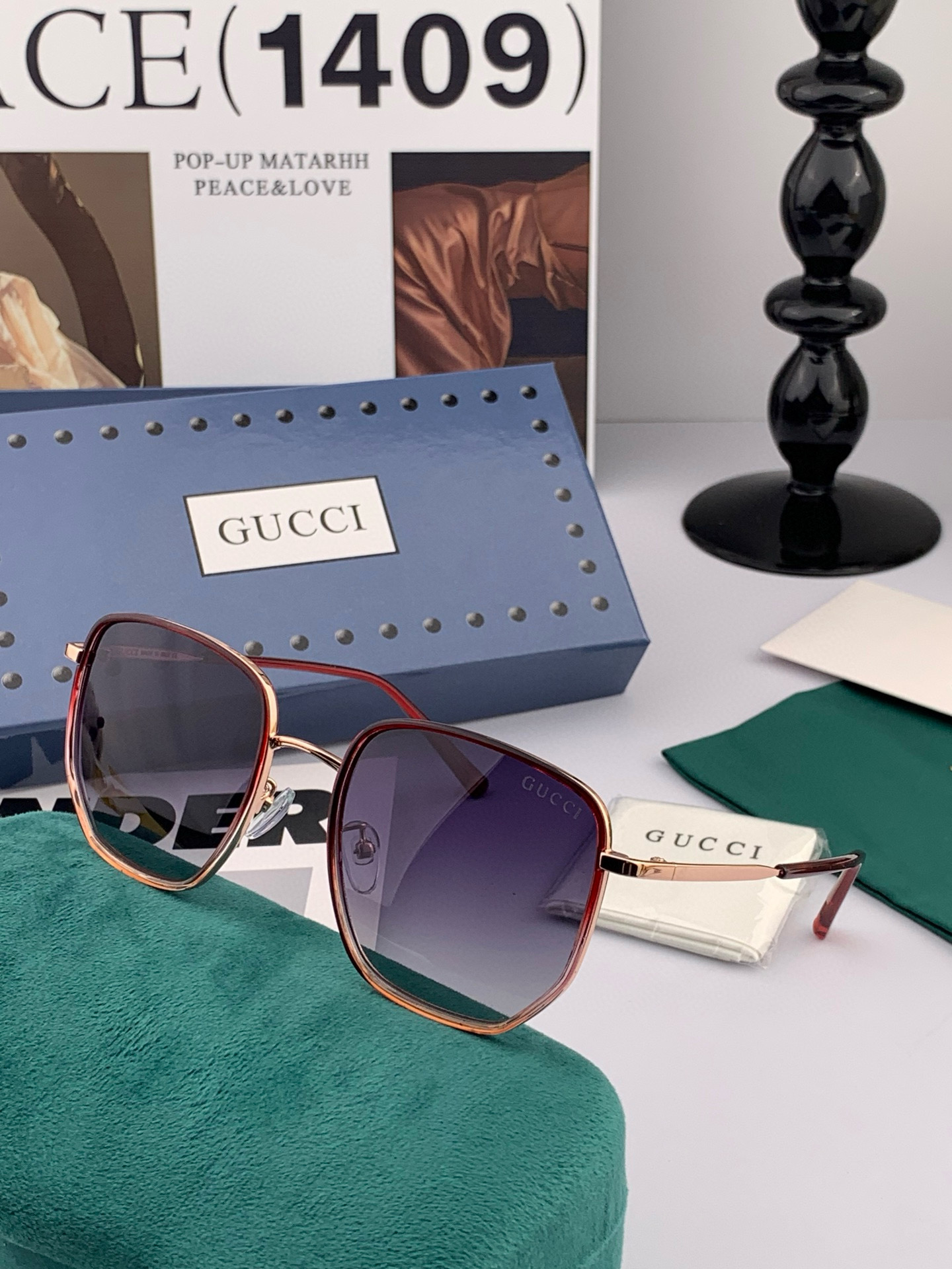 GUCCI 2025开春新款 最新款方框太阳镜 各路网红纷纷带起气场满分‼️ 俏皮甜美.上脸效果更佳.金