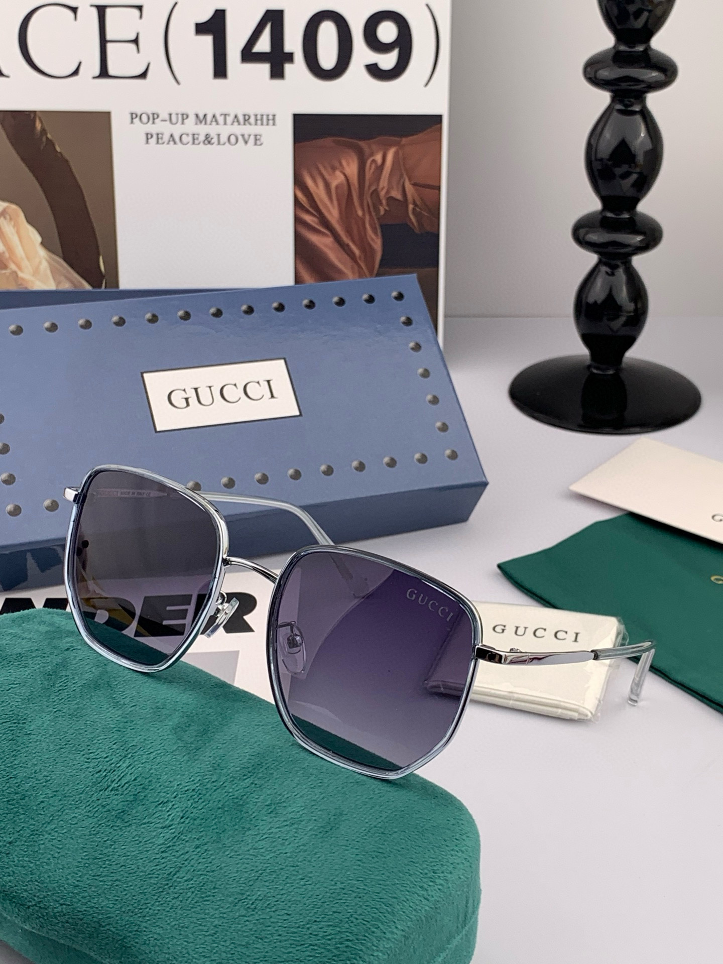 GUCCI 2025开春新款 最新款方框太阳镜 各路网红纷纷带起气场满分‼️ 俏皮甜美.上脸效果更佳.金