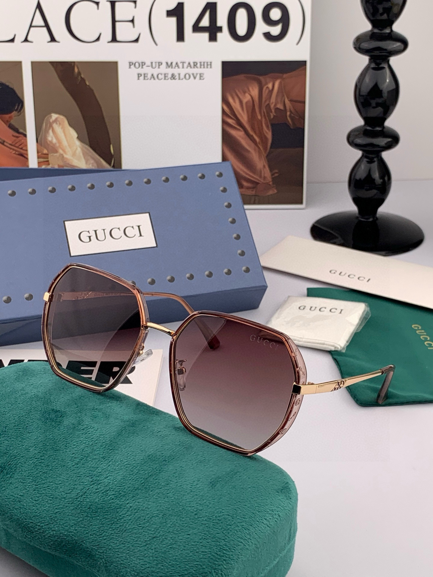 GUCCI 2025开春新款太阳镜 各路网红纷纷带起气场满分‼️ 俏皮甜美.上脸效果更佳.金属质感超好 