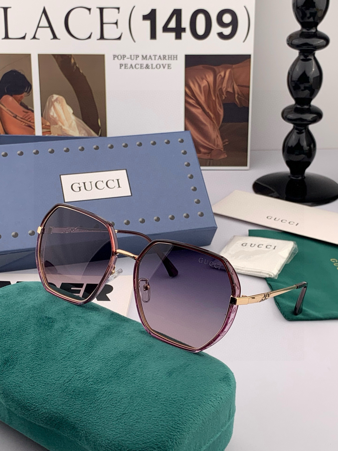 GUCCI 2025开春新款太阳镜 各路网红纷纷带起气场满分‼️ 俏皮甜美.上脸效果更佳.金属质感超好 