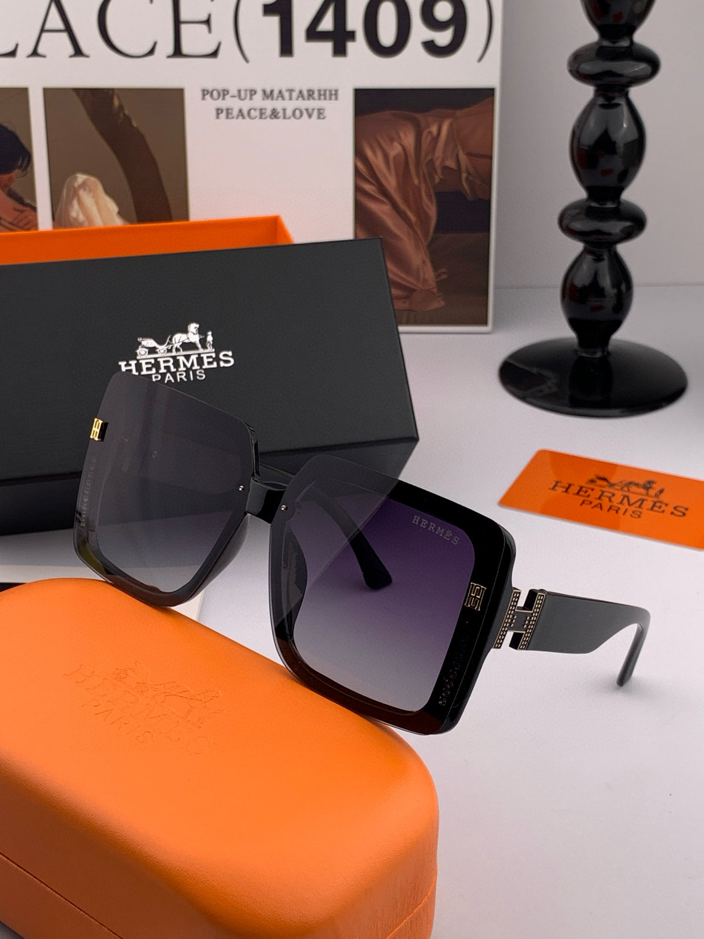 【TR偏光系列】爱马仕 经典的方框设计，不挑脸型，无论搭配大衣还是连衣裙都非常显气质偏光镜片预防紫外线 