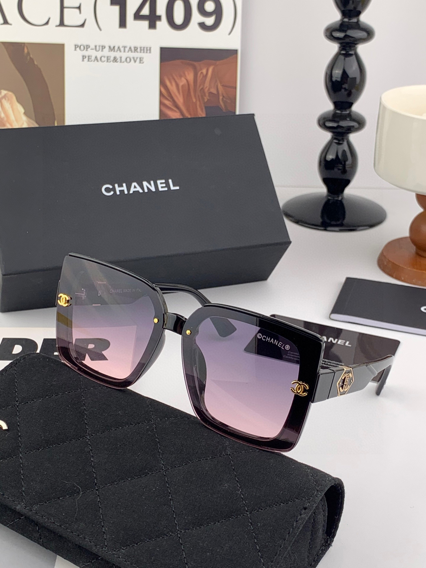 🔺CHANEL🔻2025官方早春新款，众多明星同款[色]香奈儿‼️‼️新款大框墨镜 ，🌈🌈宝丽来超清太阳