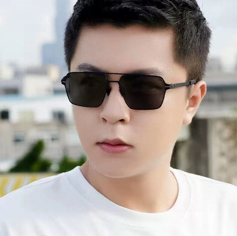 GUCCI 男款炫彩飞行员偏光太阳镜 ❤️材质：高清尼龙加厚卡槽高清偏光镜片 🌹无边框镜架💕颜 型号：G