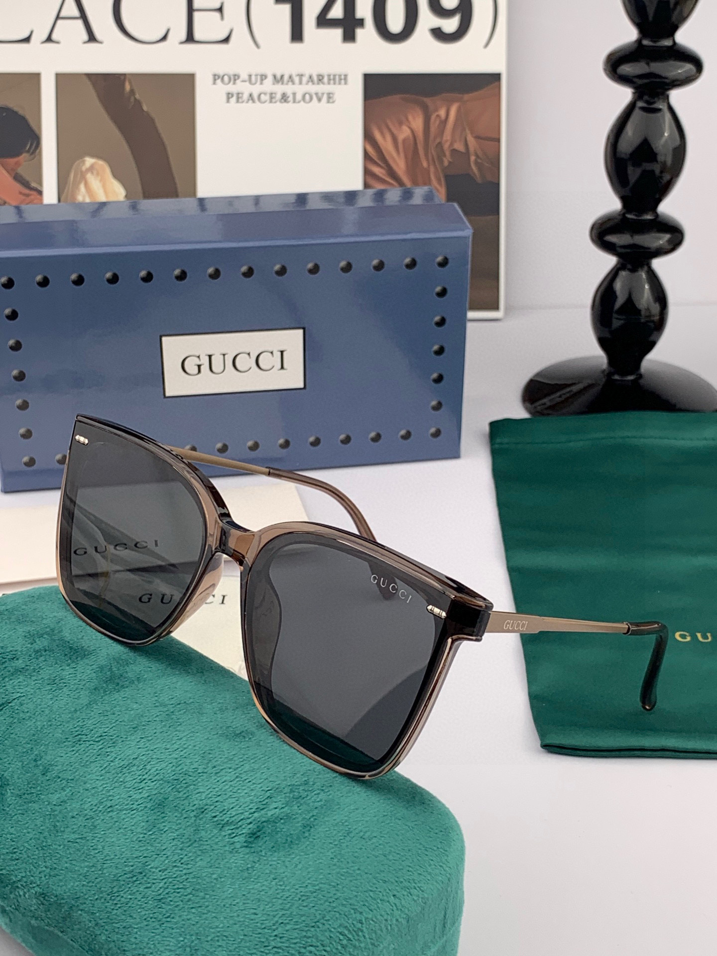 🔺 【GUCCI】2025开春新款 潮流爆款 时尚方框偏光太阳镜 高品质 佩戴舒适 网红潮款墨镜 女士高