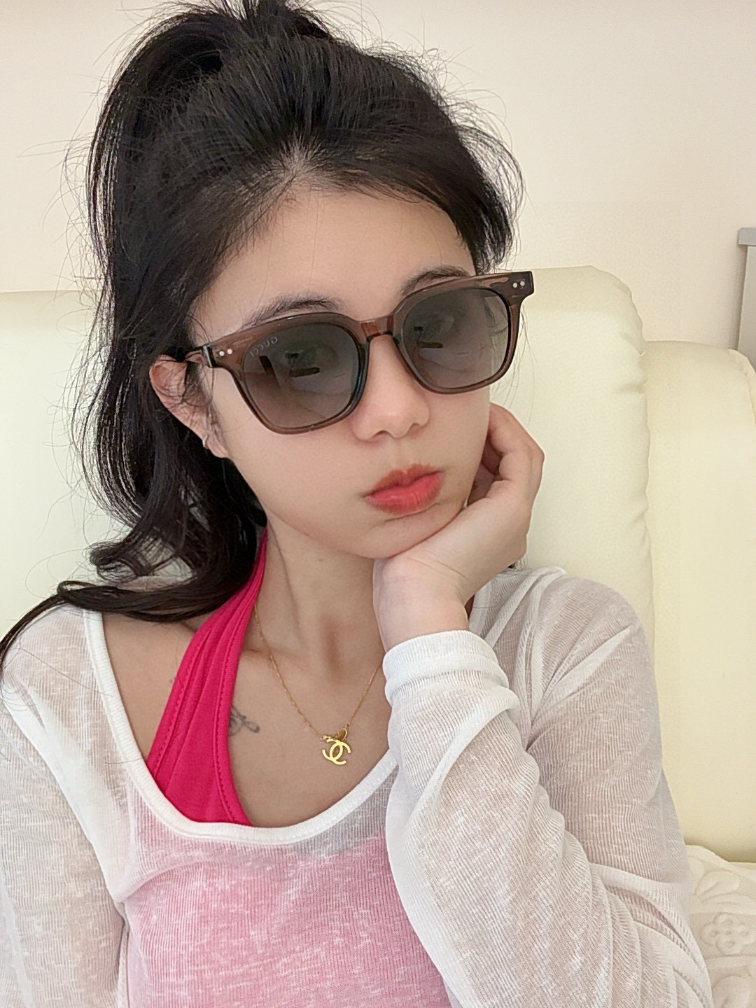 🔺 【GUCCI】2025开春新款 潮流爆款 时尚圆框偏光太阳镜 高品质 佩戴舒适 网红潮款墨镜 女士高