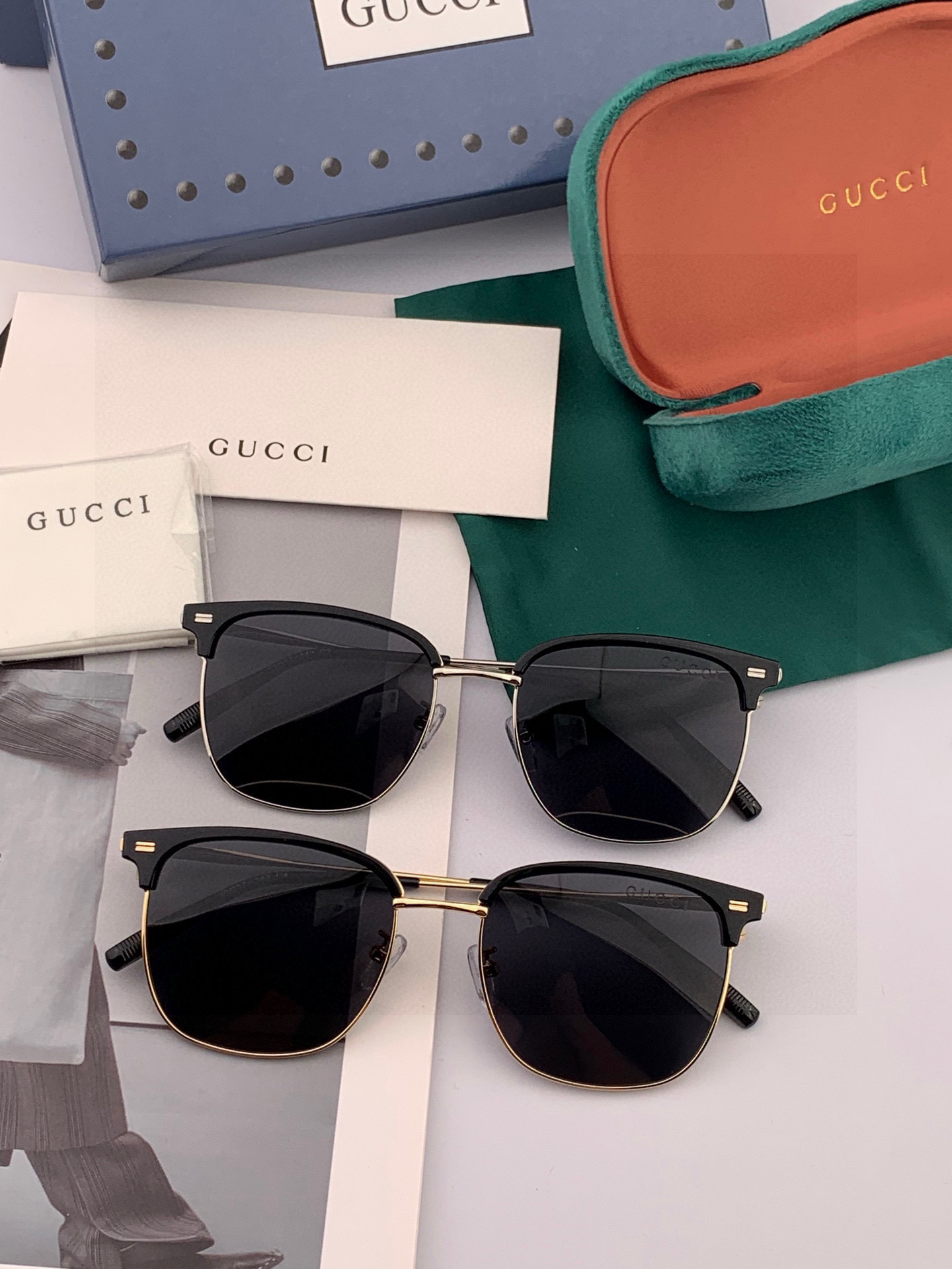 Gucci 。 高品质男女款墨镜 👍 进口宝丽来偏光镜片 。蛤蟆镜 开车钓鱼都可 。百搭显瘦墨镜韩版男士
