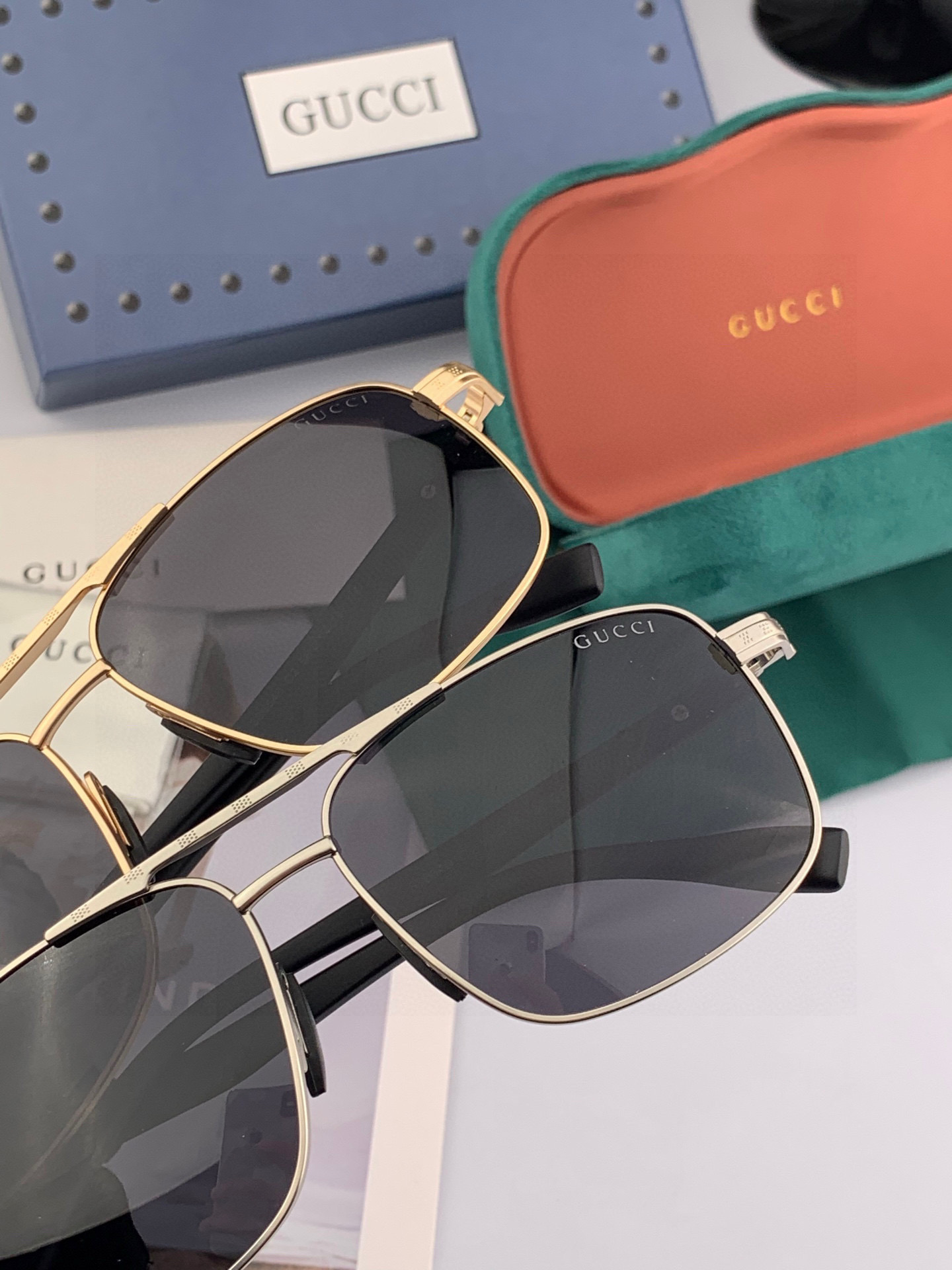 GUCCI。 高品质男女款墨镜 👍 进口宝丽来偏光镜片 。 开车钓鱼都可 。百搭显瘦墨镜韩版男士飞行员大