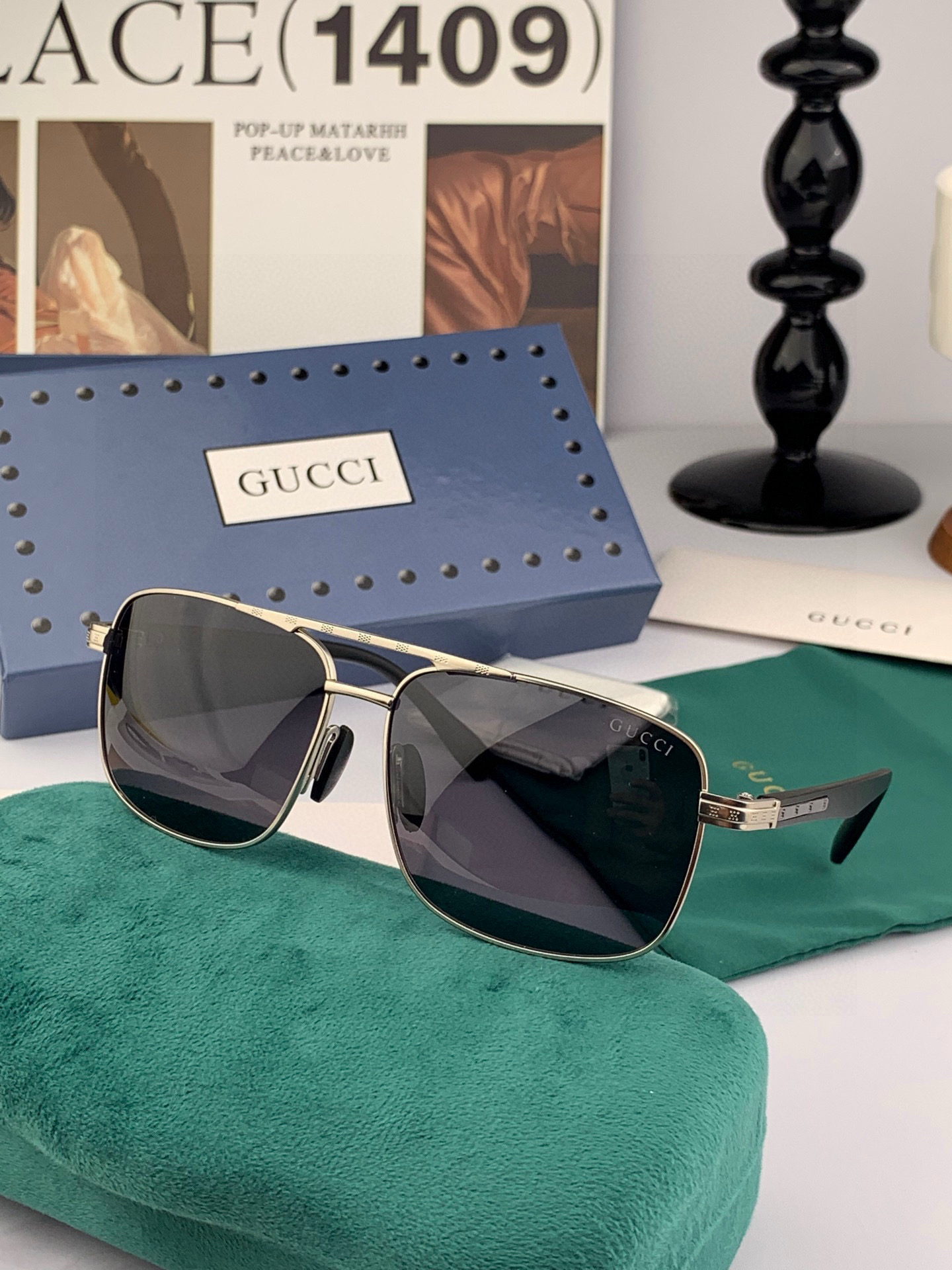 GUCCI。 高品质男女款墨镜 👍 进口宝丽来偏光镜片 。 开车钓鱼都可 。百搭显瘦墨镜韩版男士飞行员大