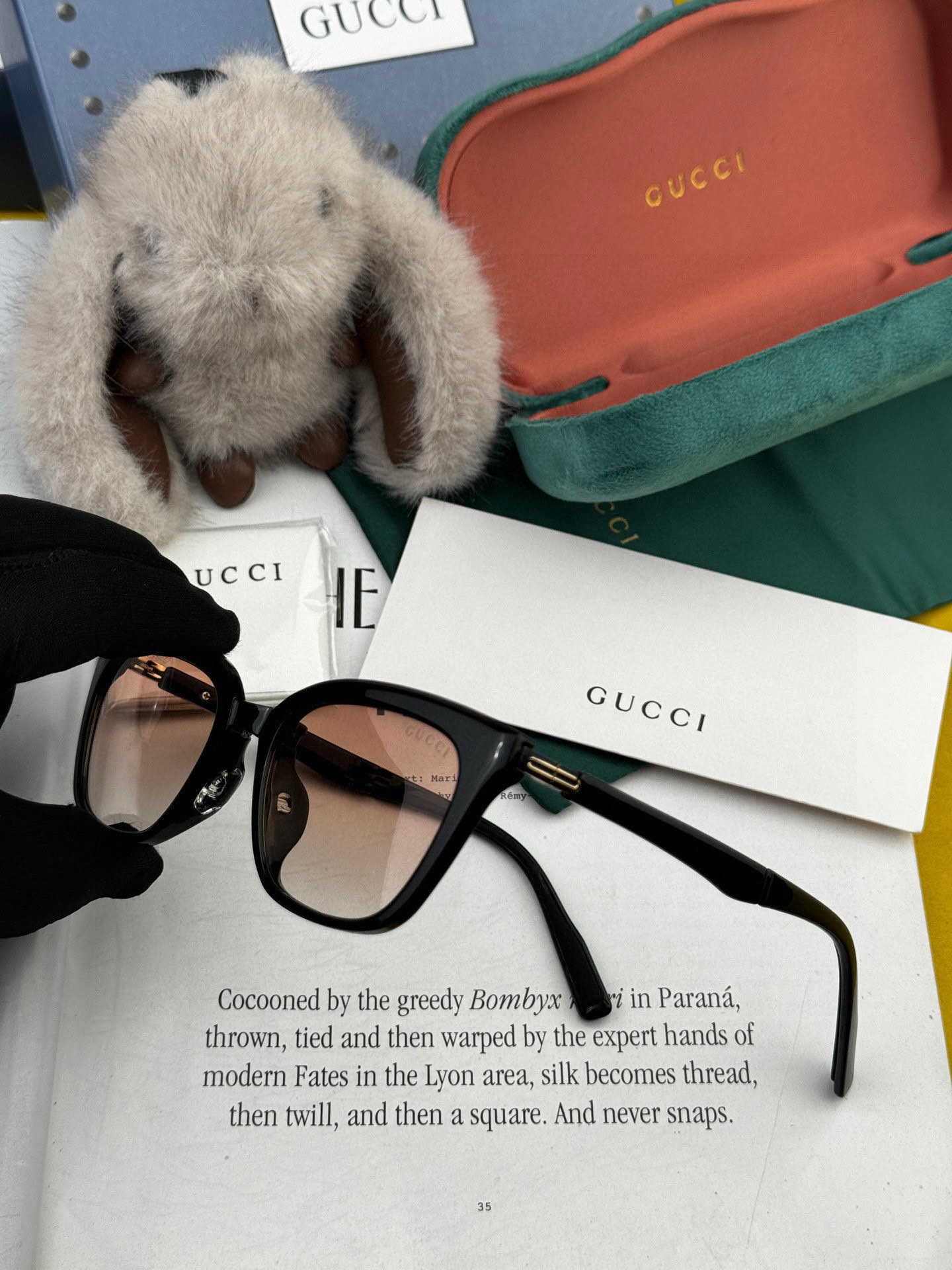 🔺 【GUCCI】2025开春新款 潮流爆款 时尚折叠方框尼龙偏光太阳镜 高品质 佩戴舒适 网红潮款墨镜