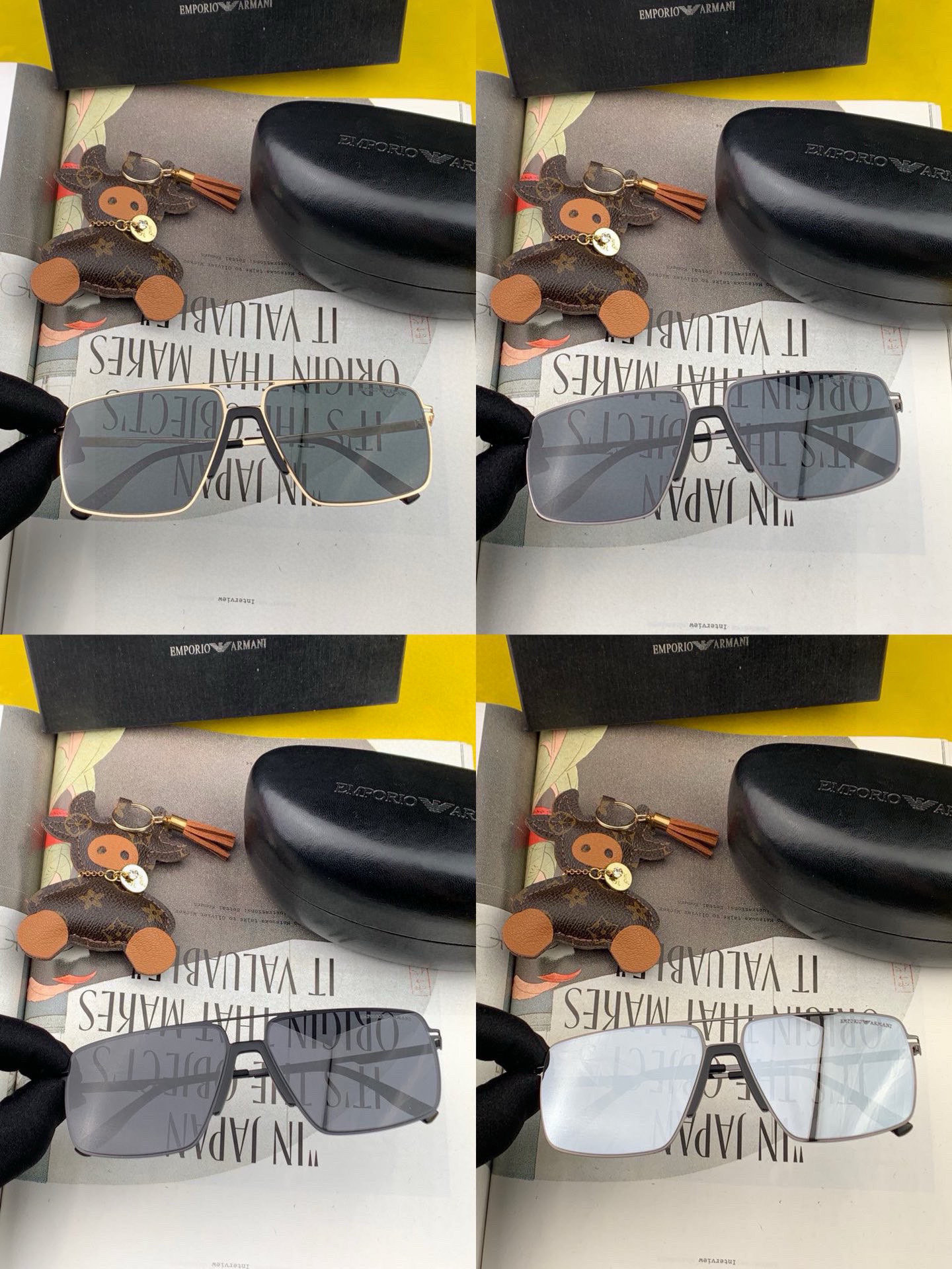 阿玛尼男款炫彩飞行员偏光太阳镜 ❤️材质：高清尼龙加厚卡槽高清偏光镜片 🌹无边框镜架💕颜👍型号：A823