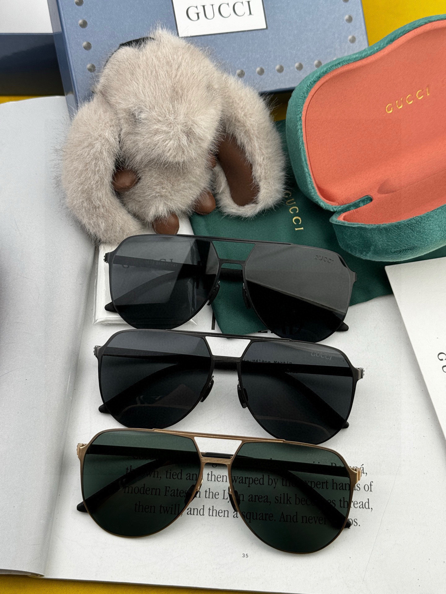 GUCCI 男款炫彩飞行员偏光太阳镜 ❤️材质：高清尼龙加厚卡槽高清偏光镜片 🌹无边框镜架💕颜👍型号：G