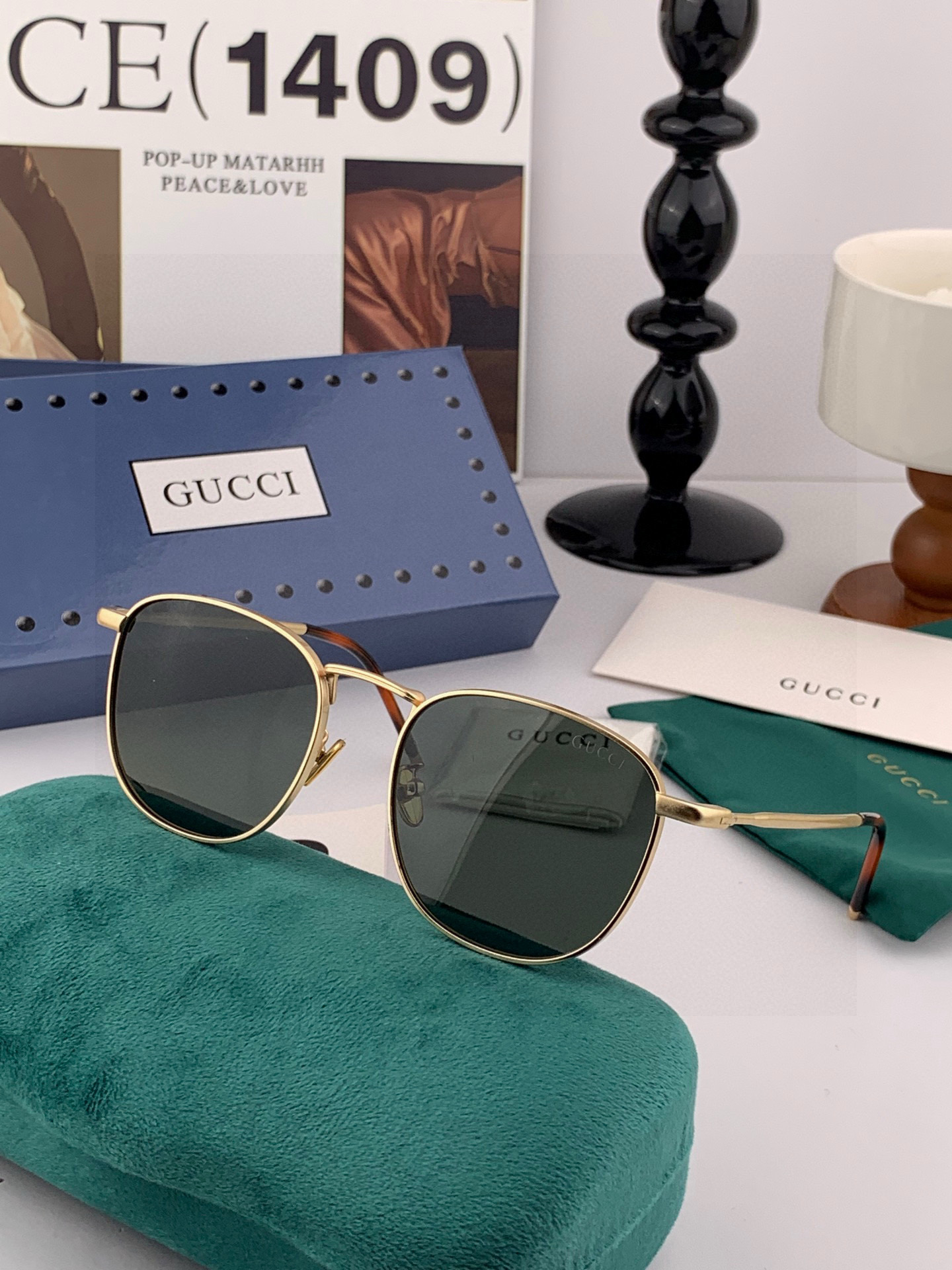 Gucci 。 高品质男女款墨镜 👍 进口宝丽来偏光镜片 。 开车钓鱼都可 。百搭显瘦墨镜韩版男士飞行员