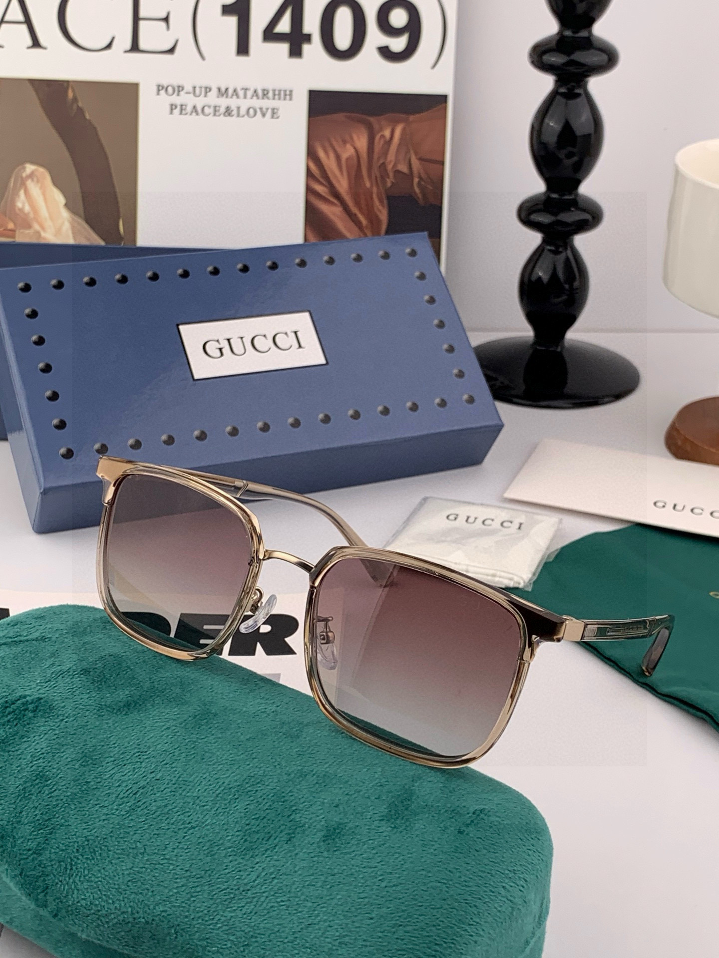 Gucci 。 高品质男女款墨镜 👍 进口宝丽来偏光镜片 。蛤蟆镜 开车钓鱼都可 。百搭显瘦墨镜韩版男士