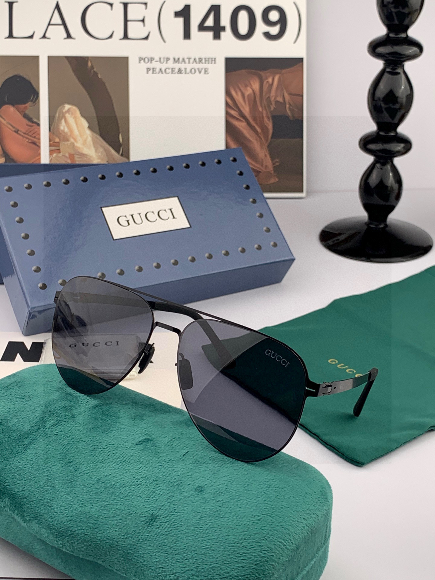 GUCCI 男款炫彩飞行员偏光太阳镜 ❤️材质：高清尼龙加厚卡槽高清偏光镜片 🌹无边框镜架💕颜👍型号：G